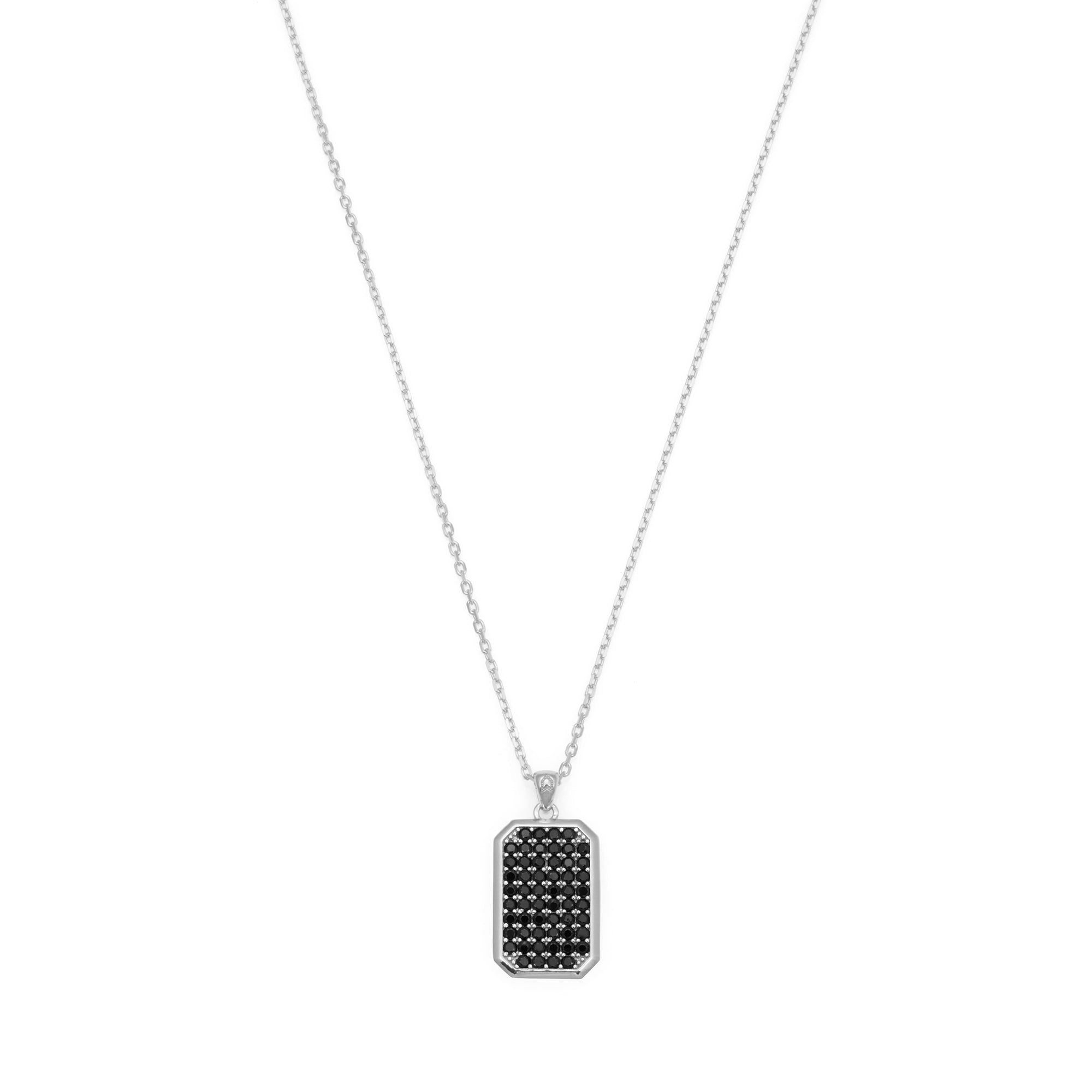 Octa Black Pave Necklace in Silver