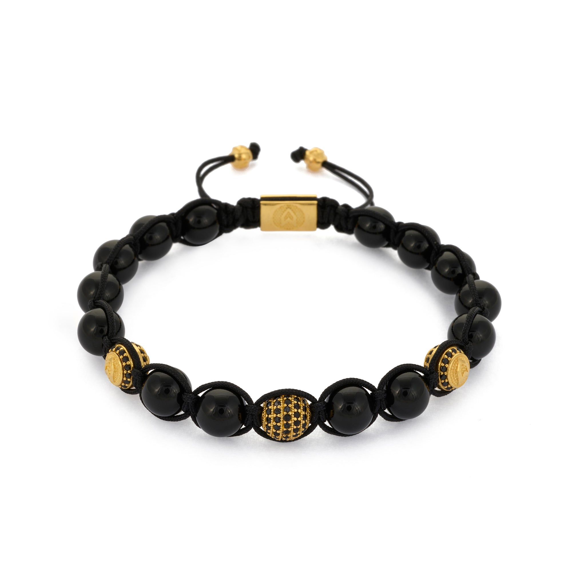 Onyx Shambala Bracelet in Gold