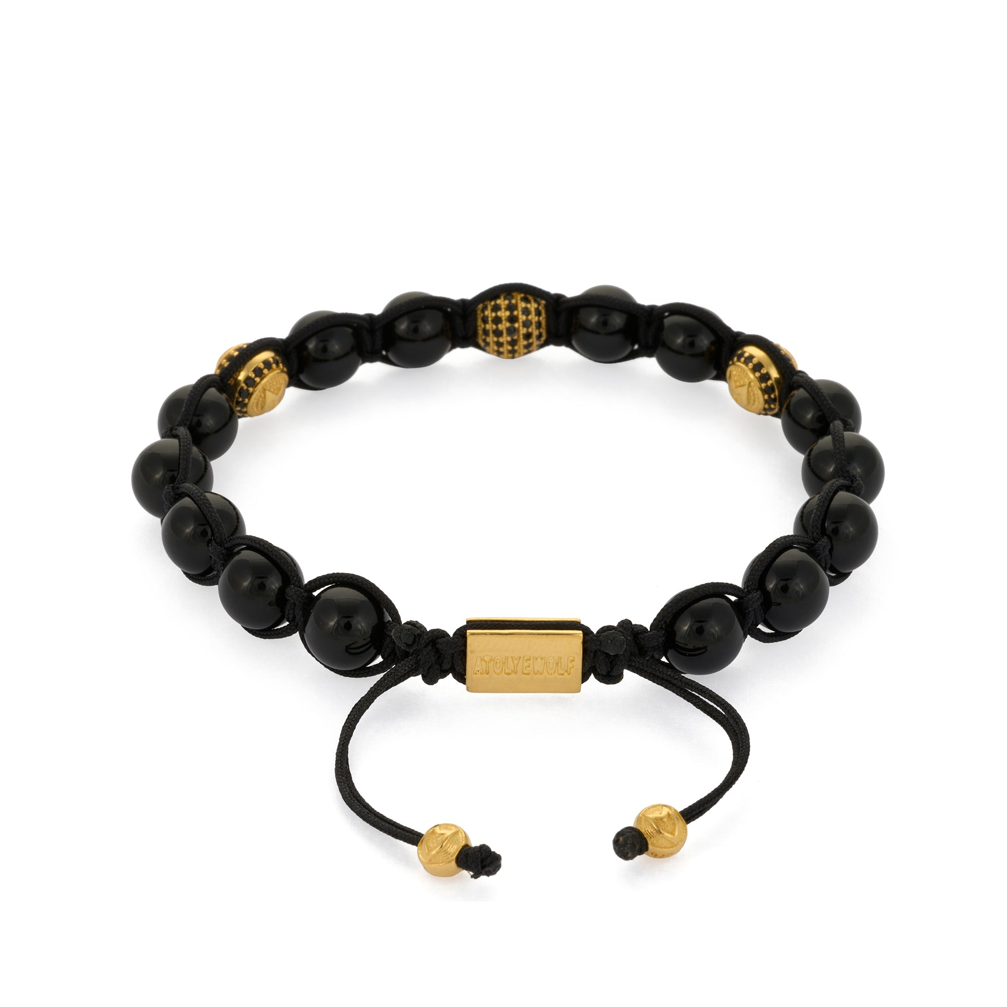 Onyx Shambala Bracelet in Gold
