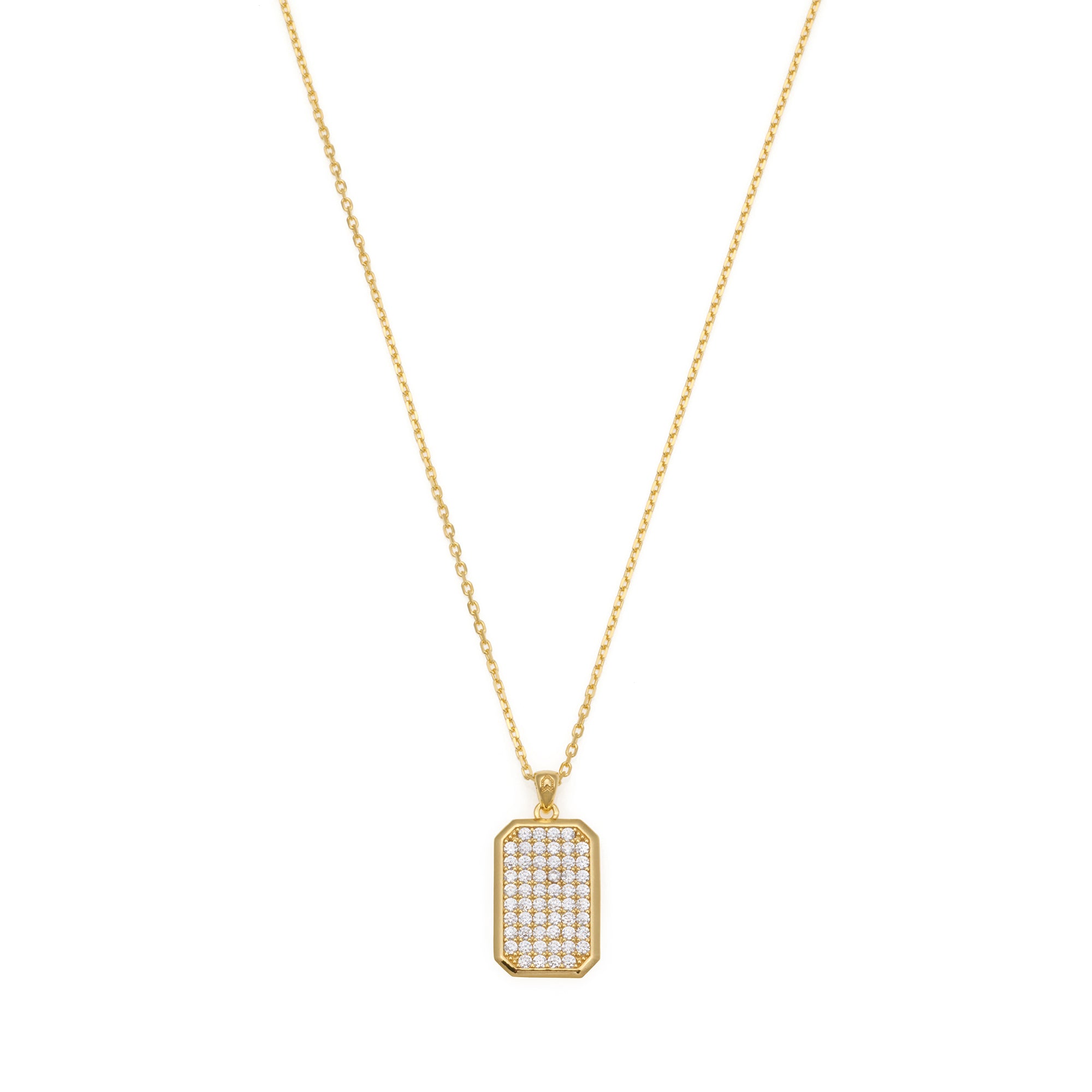 Octa White Pave Necklace in Gold