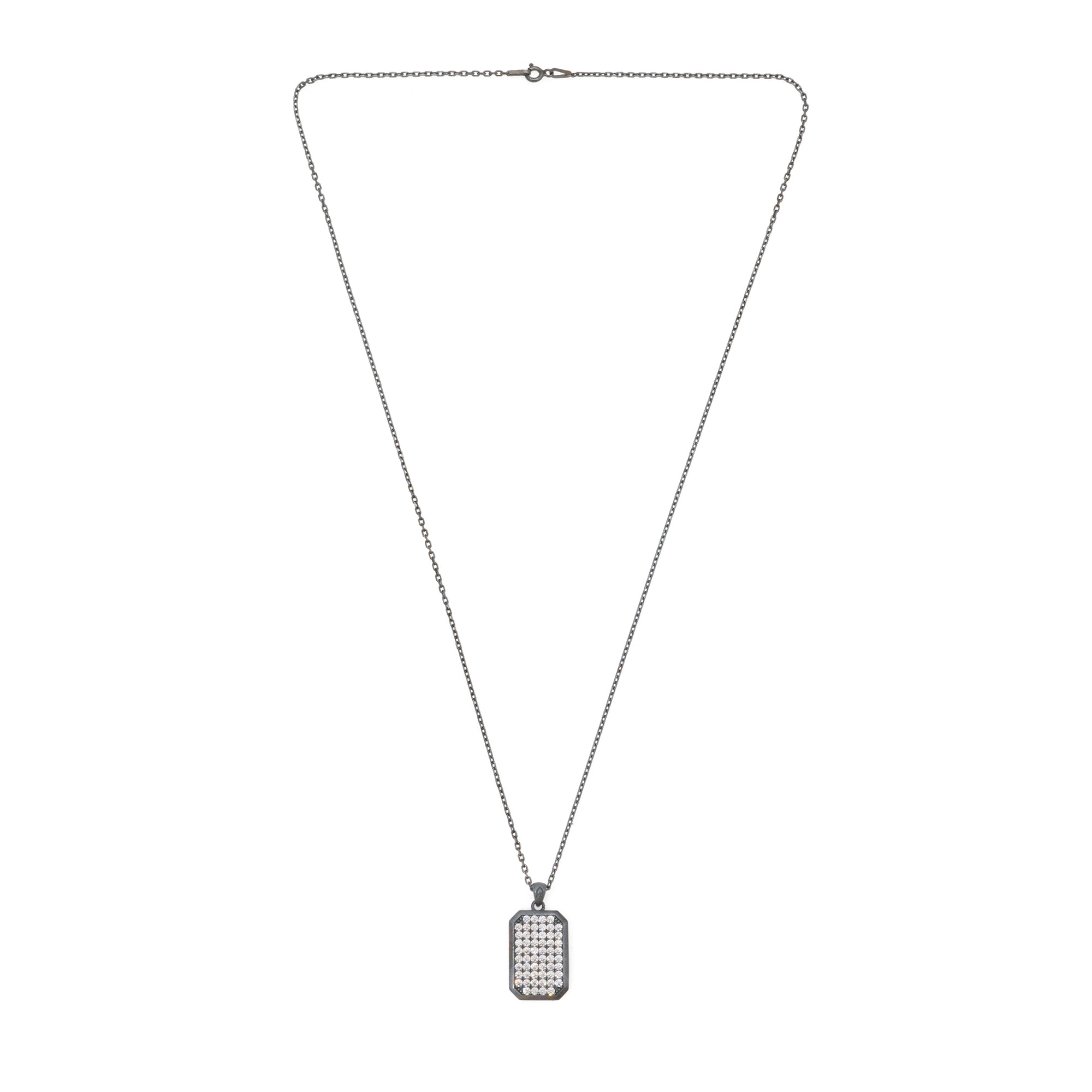 Octa White Pave Necklace in Oxide
