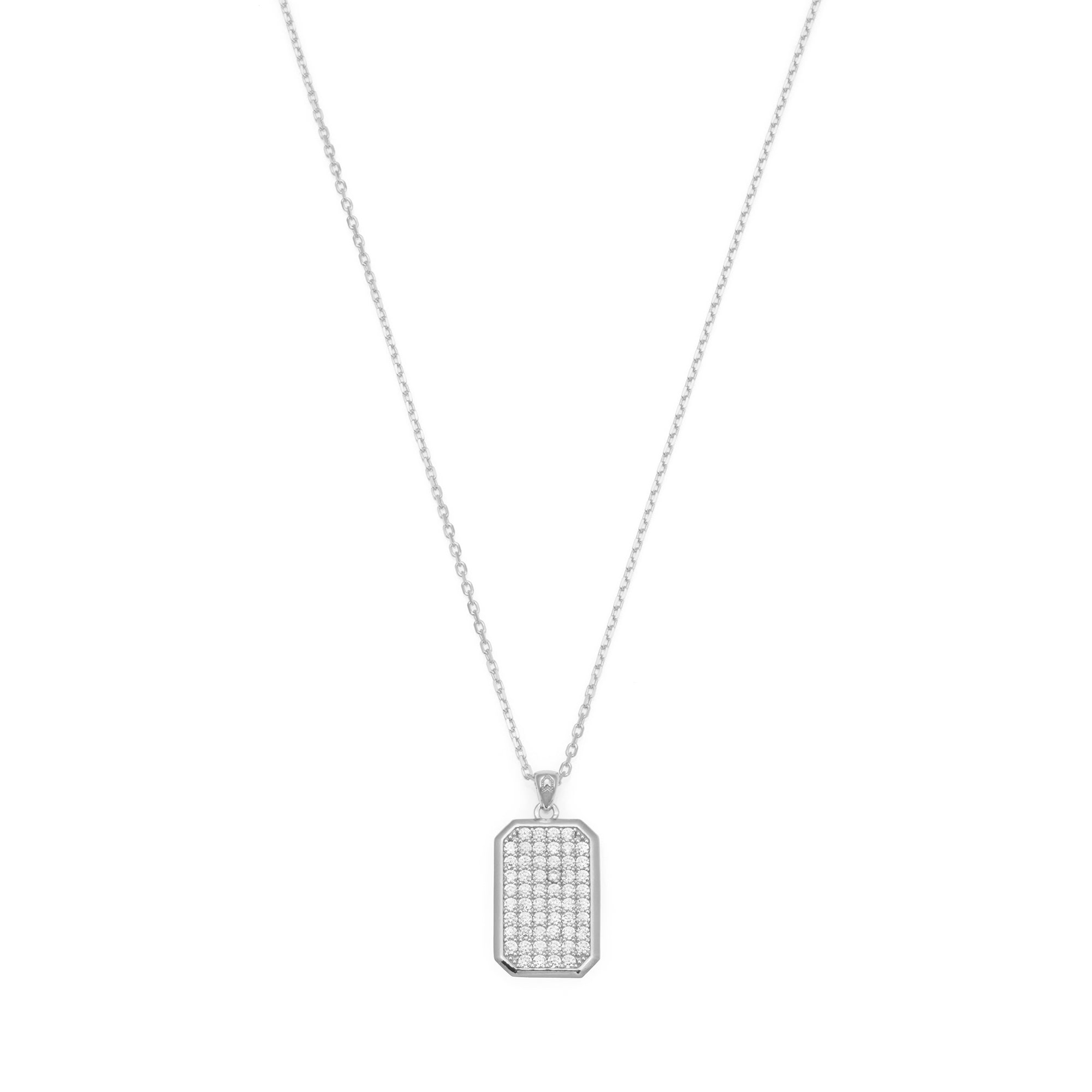 Octa White Pave Necklace in Silver