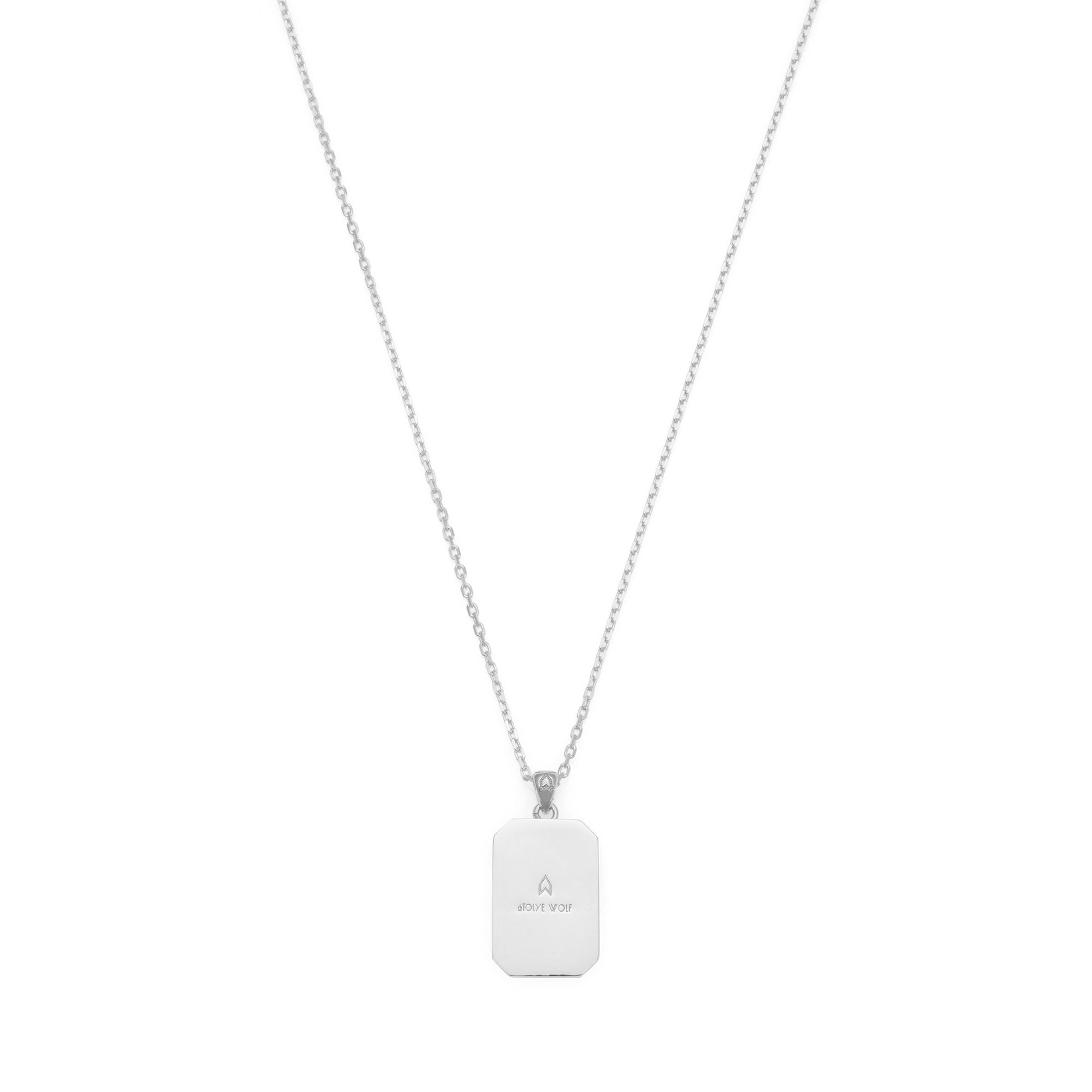 Octa White Pave Necklace in Silver