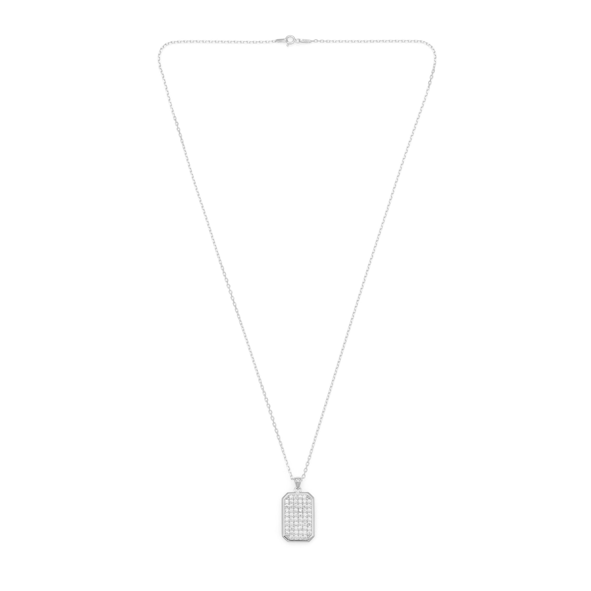 Octa White Pave Necklace in Silver