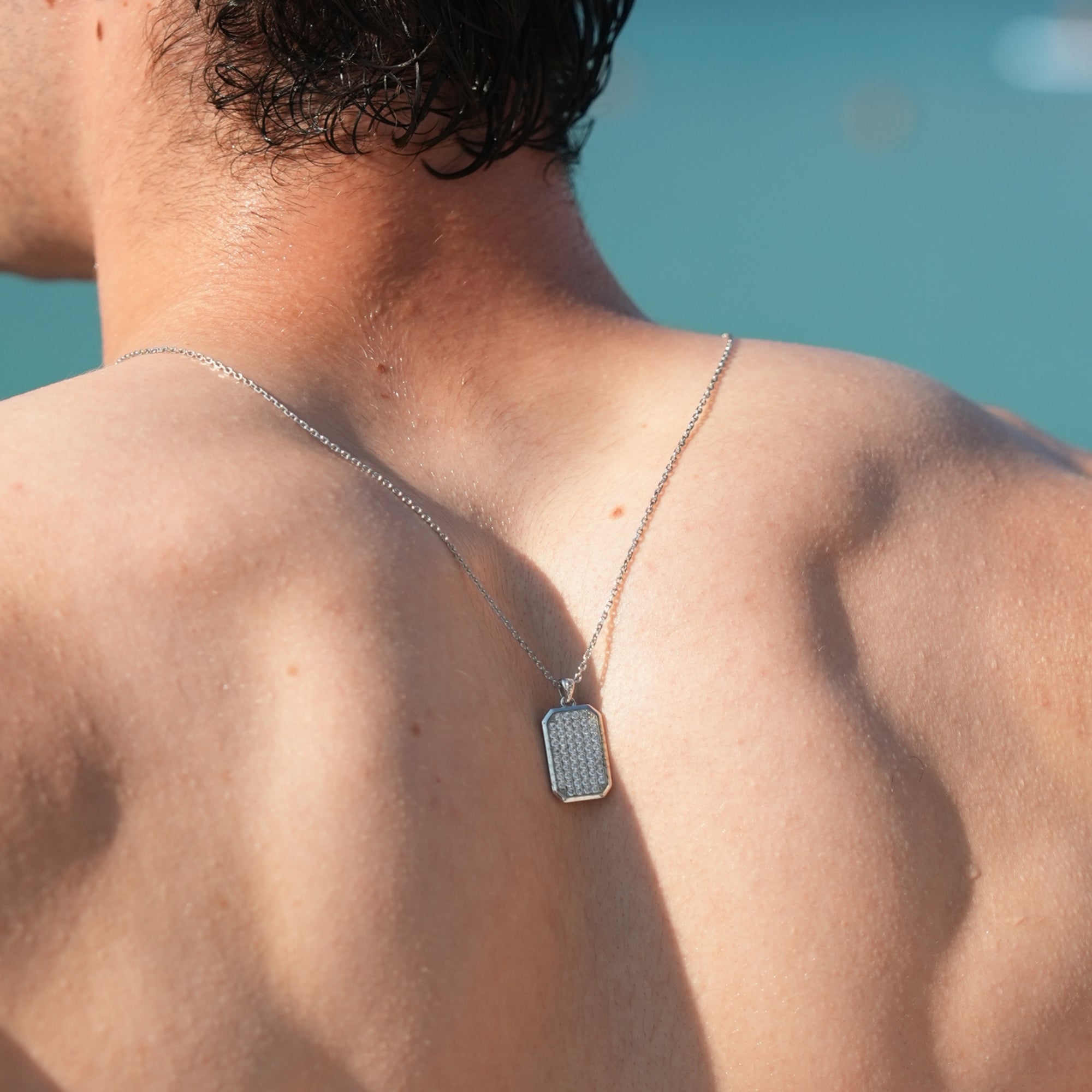 Octa White Pave Necklace in Silver