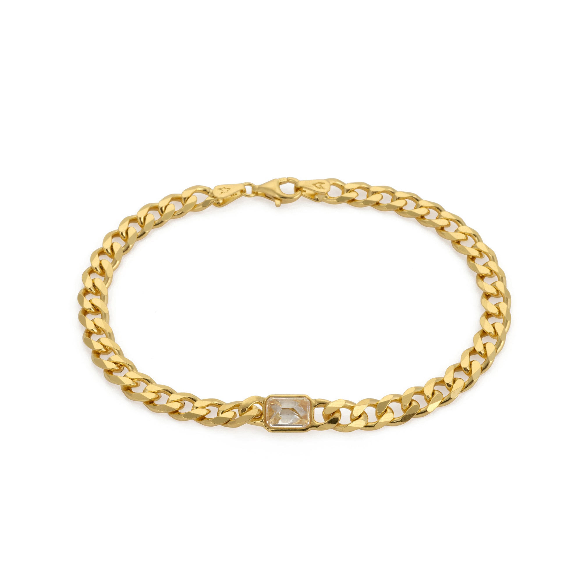 White Baguette Bracelet in Gold