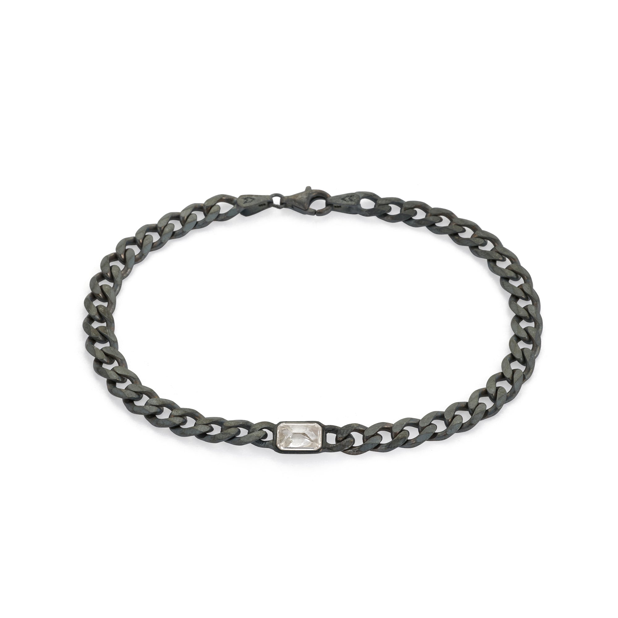 White Baguette Bracelet in Oxide