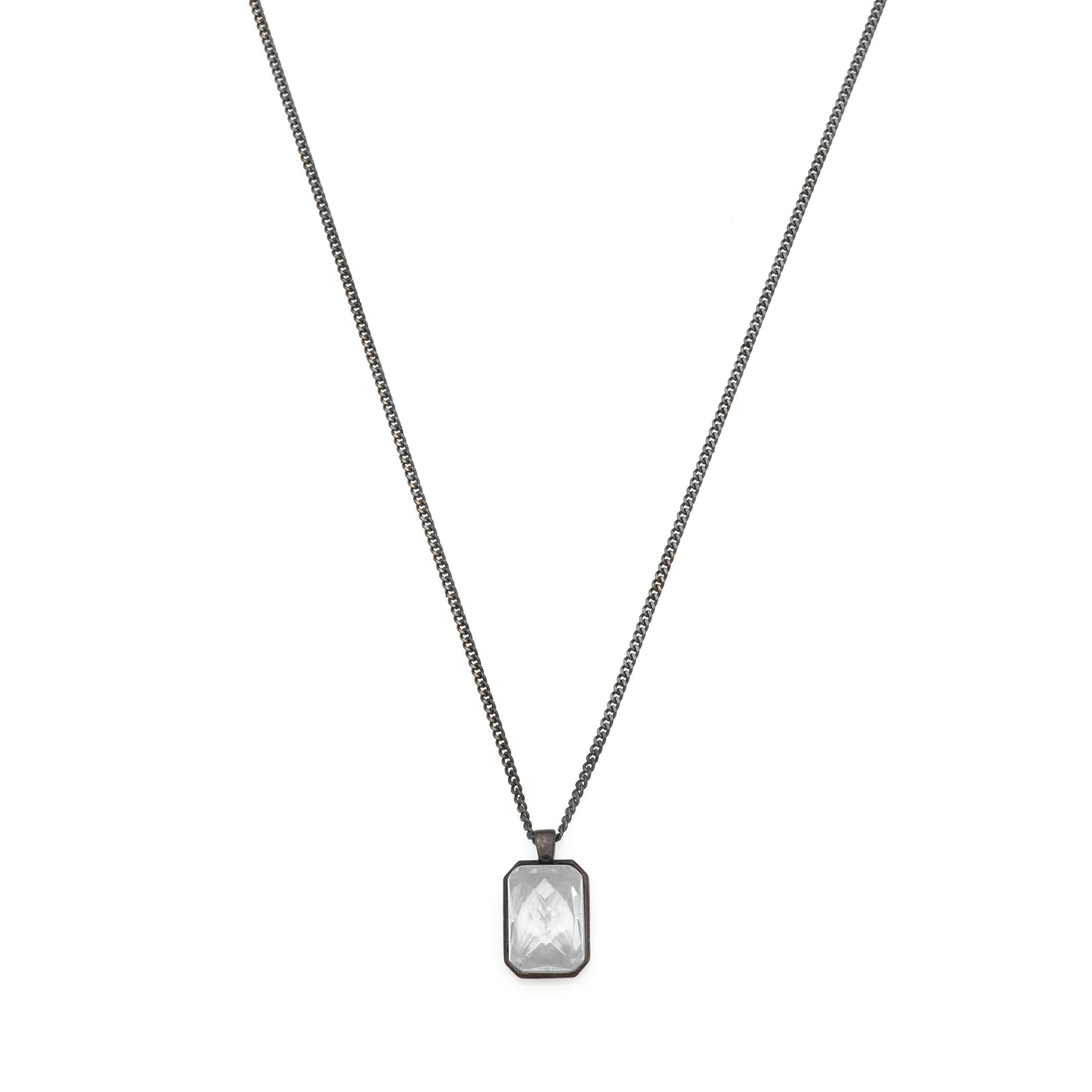 White Baguette Necklace in Oxide