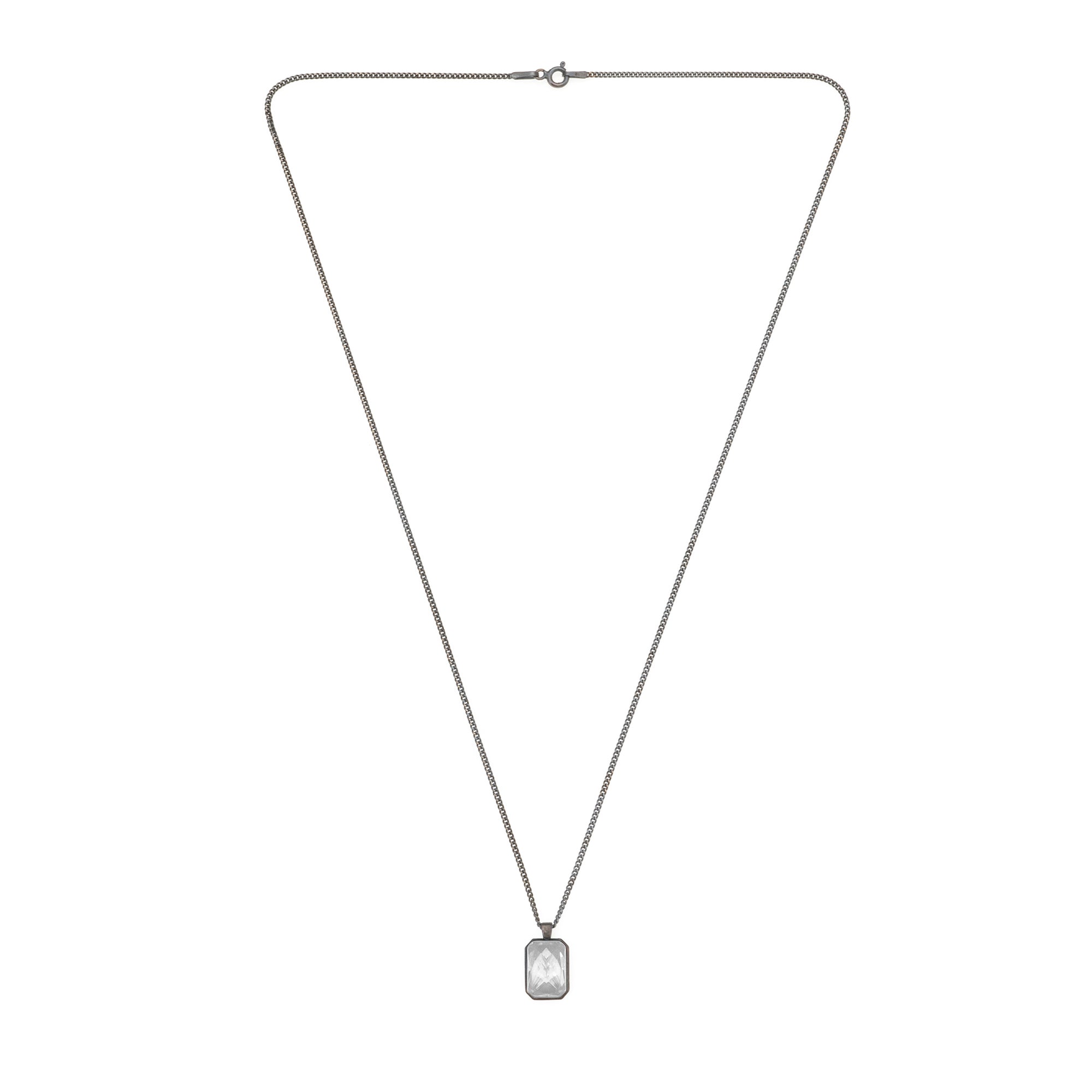 White Baguette Necklace in Oxide