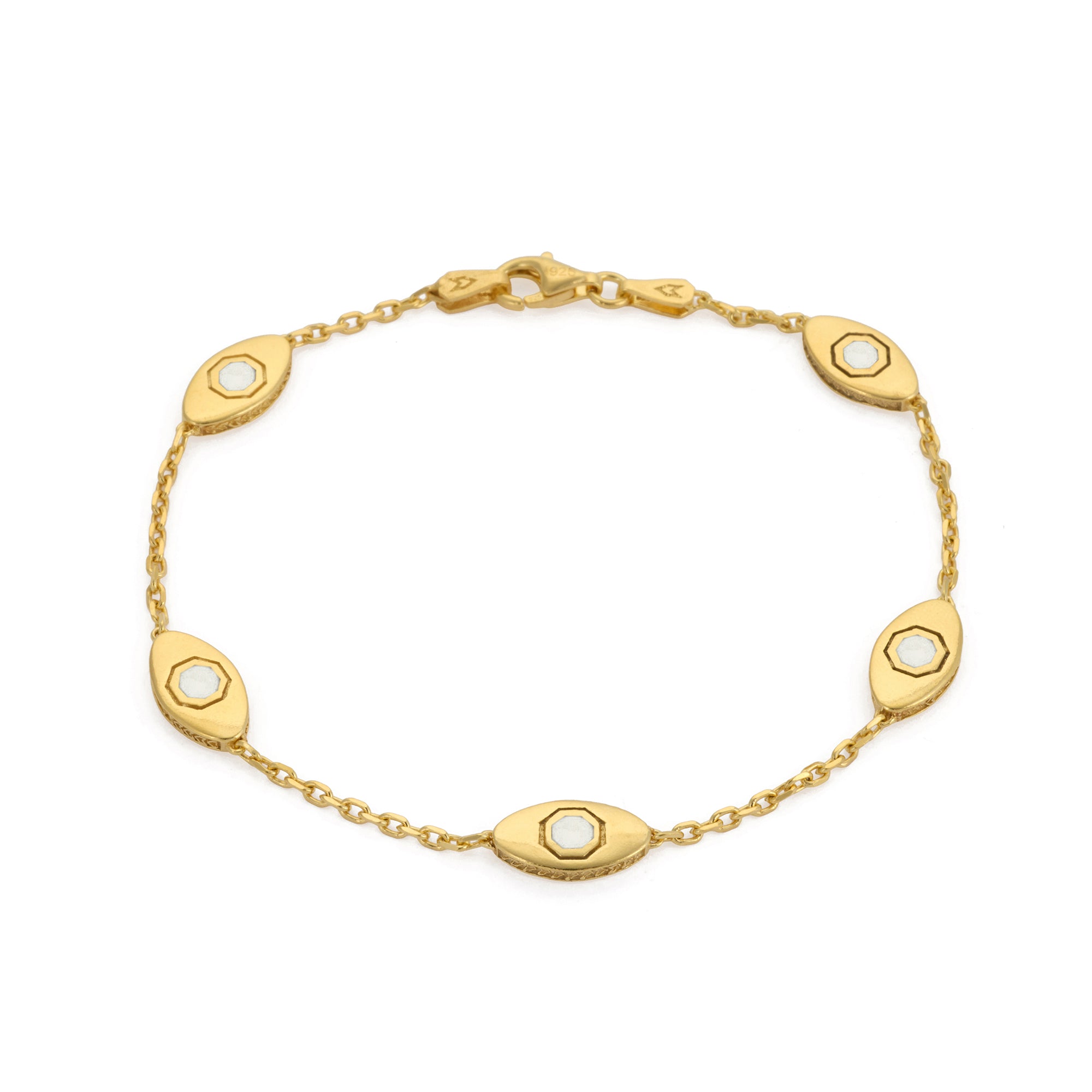 White Eye Bracelet in Gold