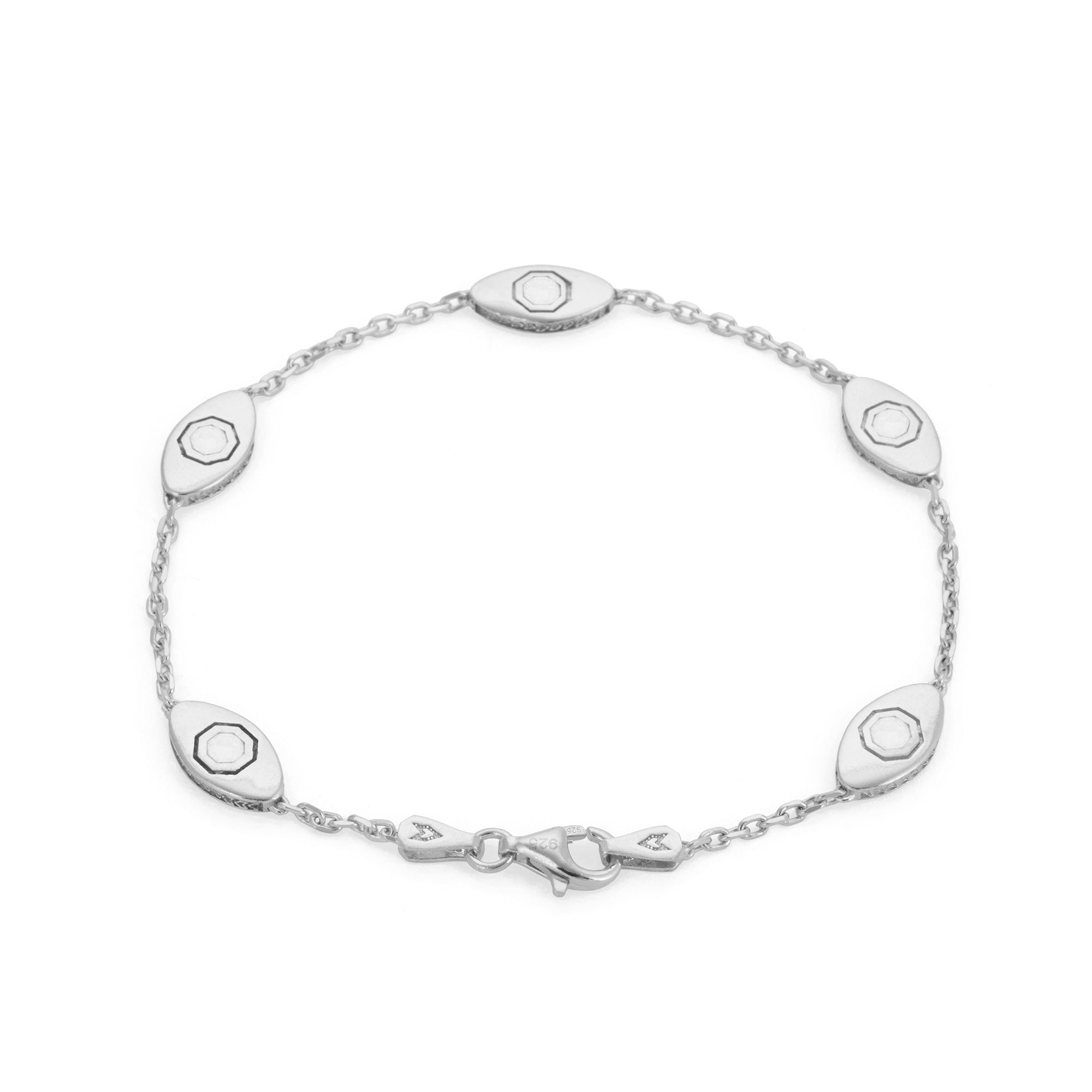 White Eye Bracelet in Silver