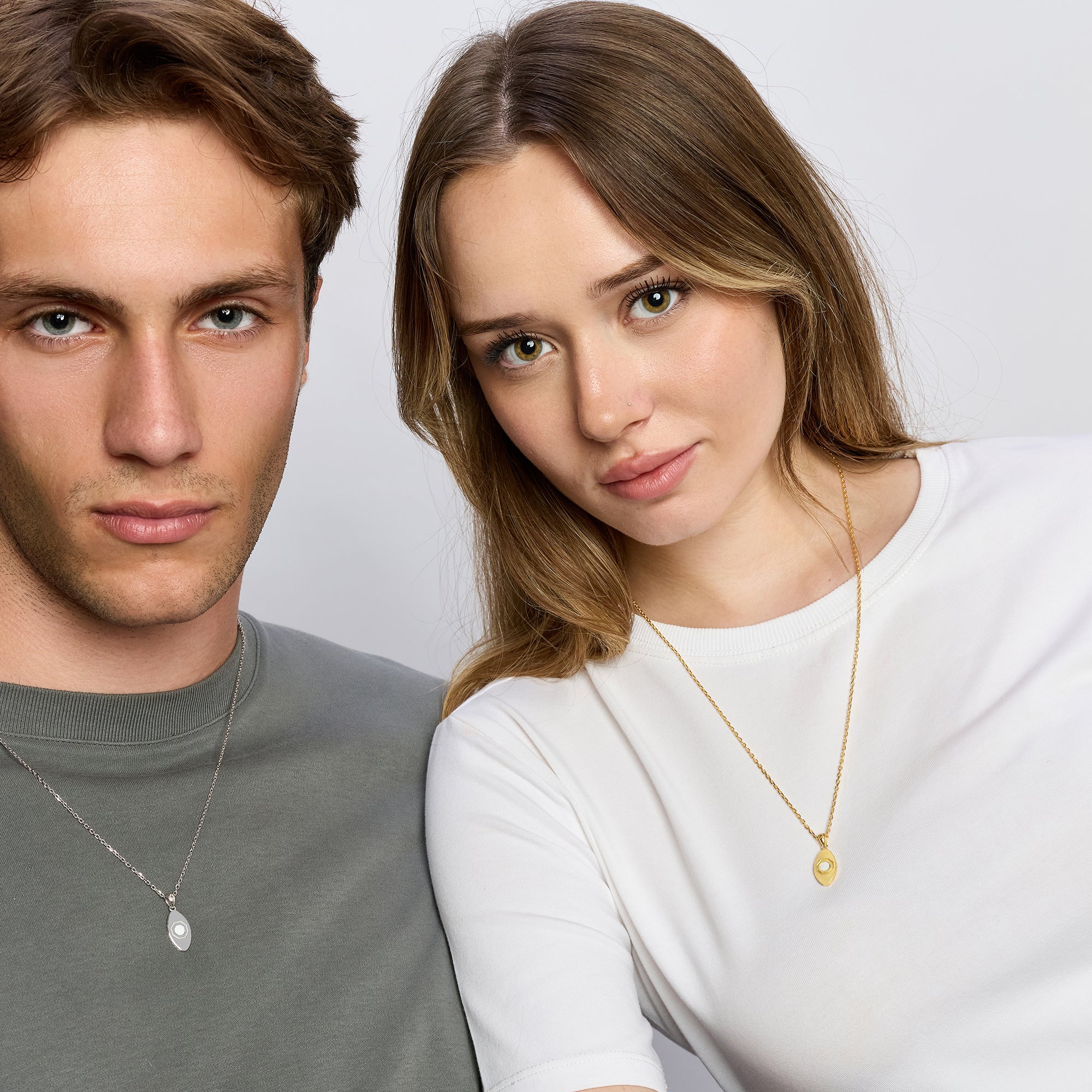 White Eye Necklace in Gold
