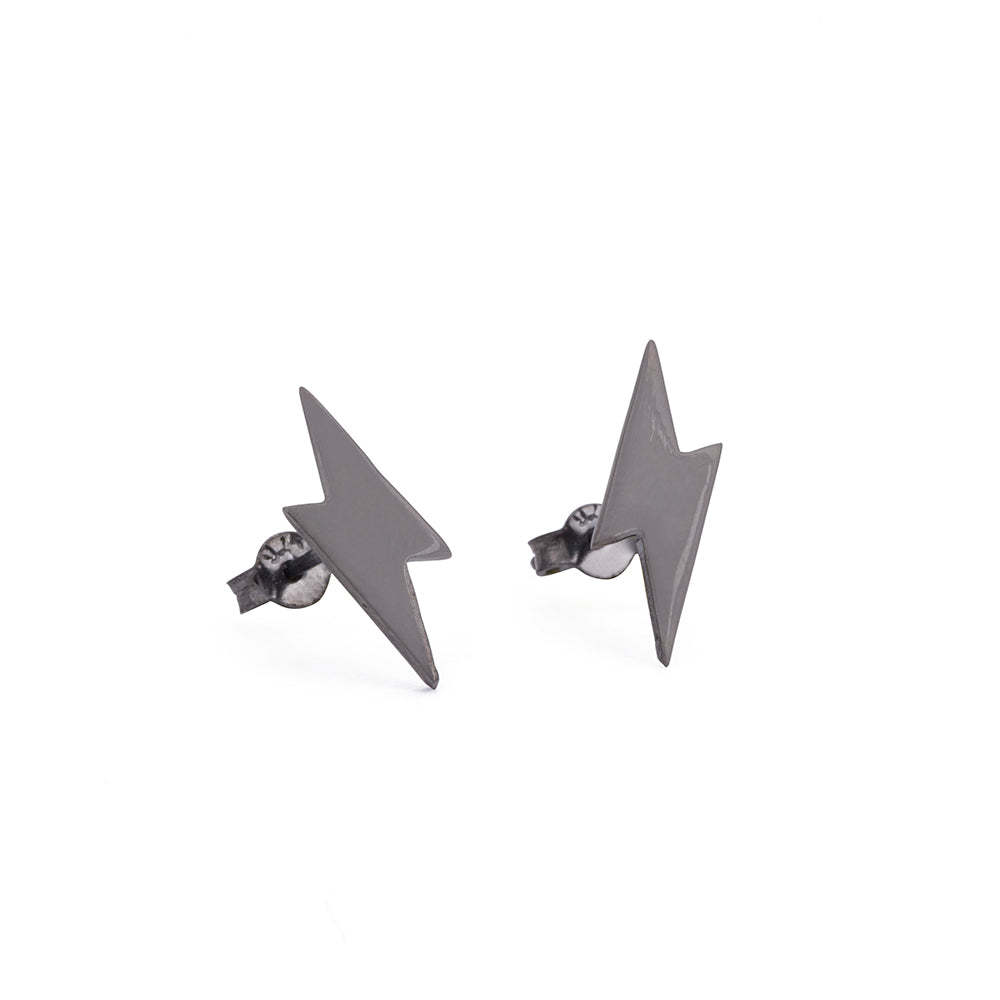 Basic Lightning Earrings in Gun Metal