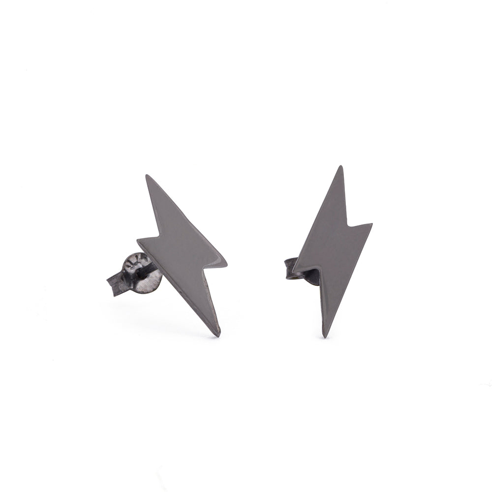 Basic Lightning Earrings in Gun Metal