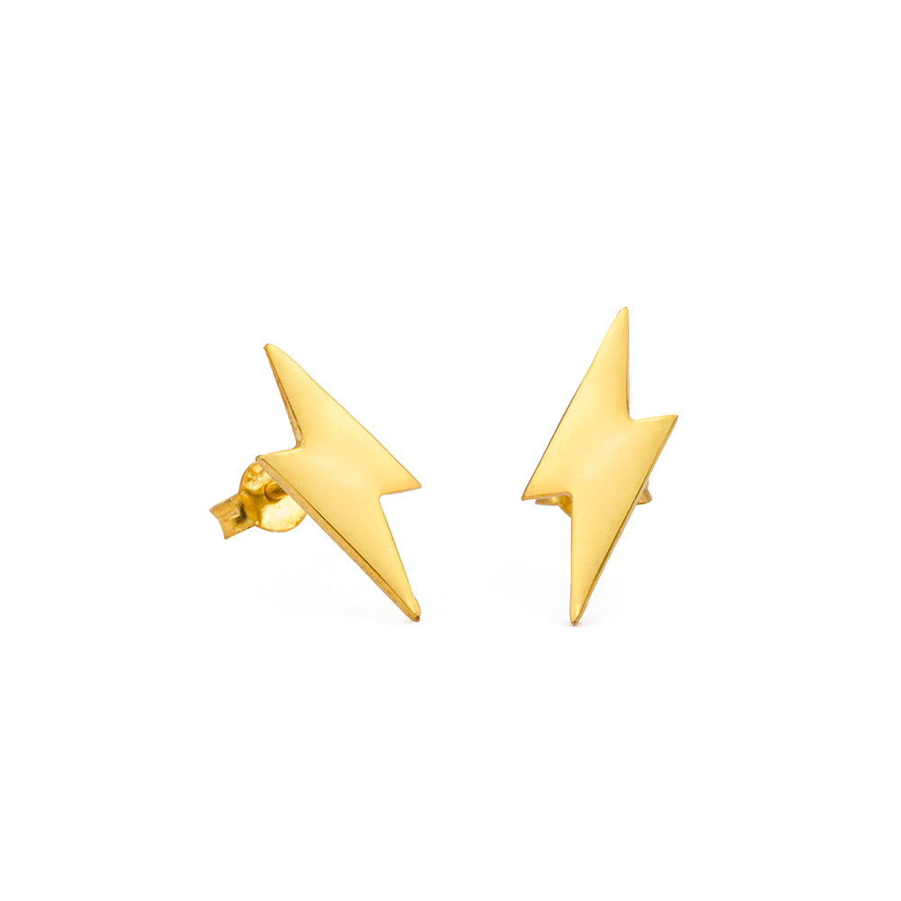 Basic Lightning Earrings in Yellow Gold