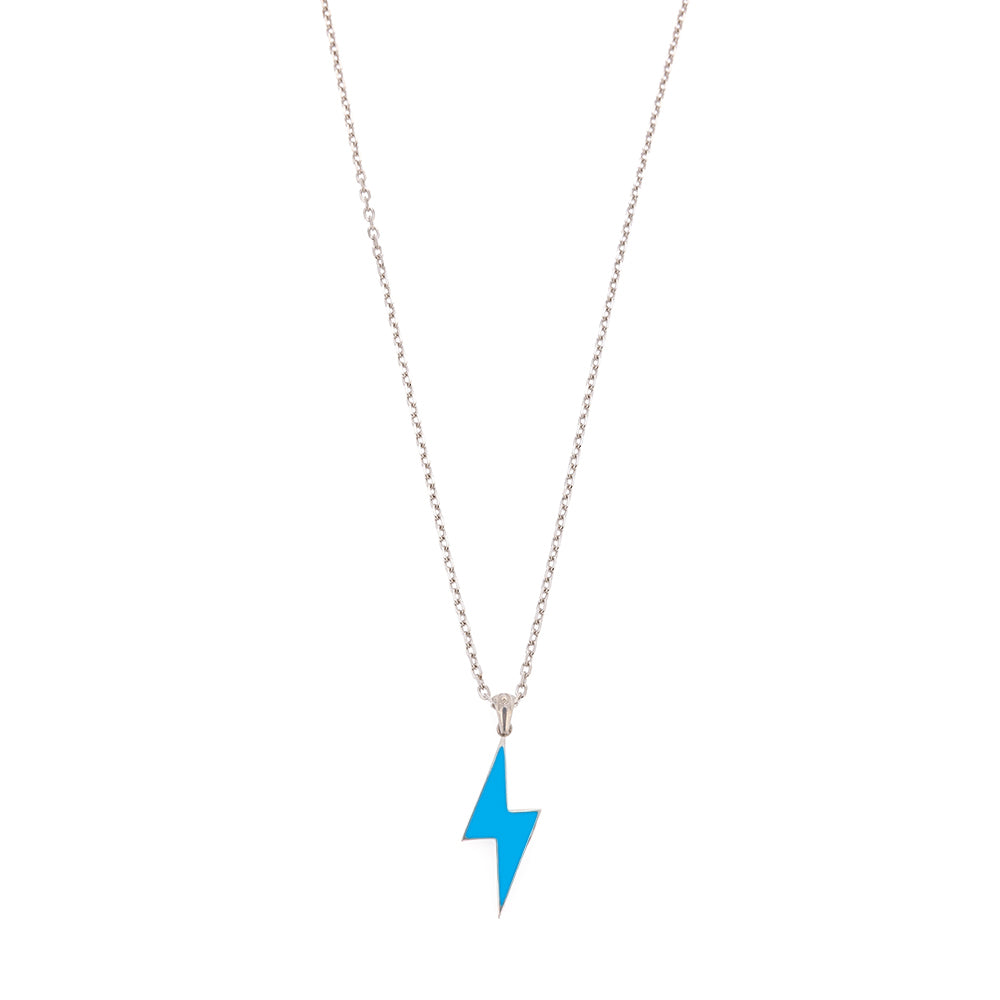 Blue Lightning Necklace in Silver