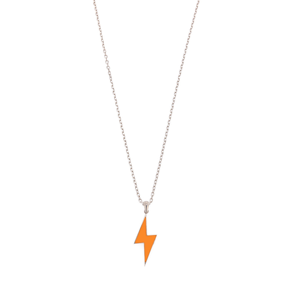 Orange Lightning Necklace in Silver