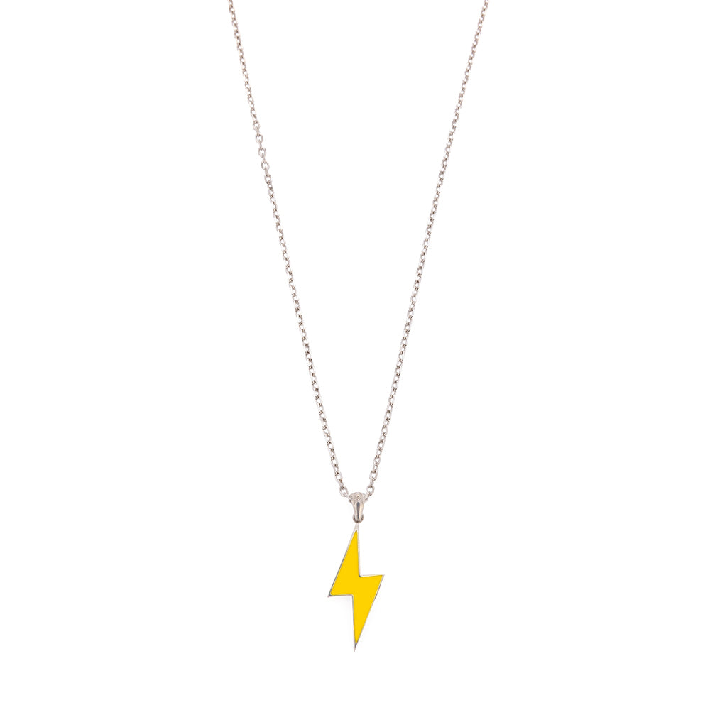 Yellow Lightning Necklace in Silver