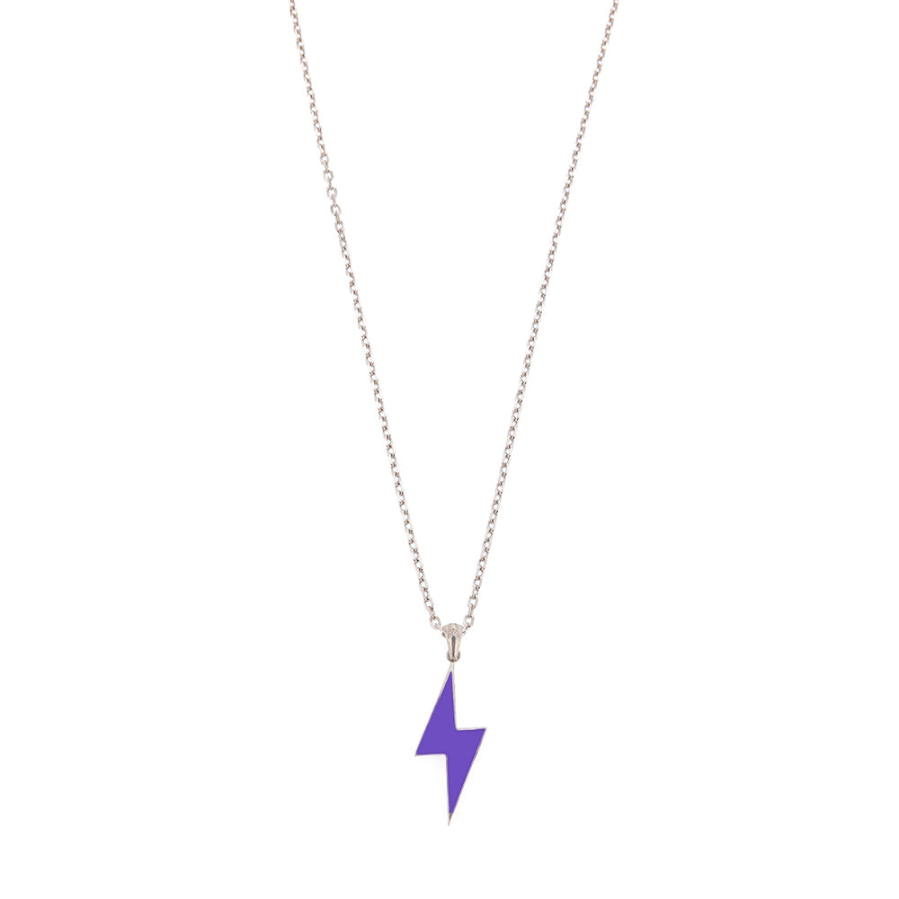 Purple Lightning Necklace in Silver