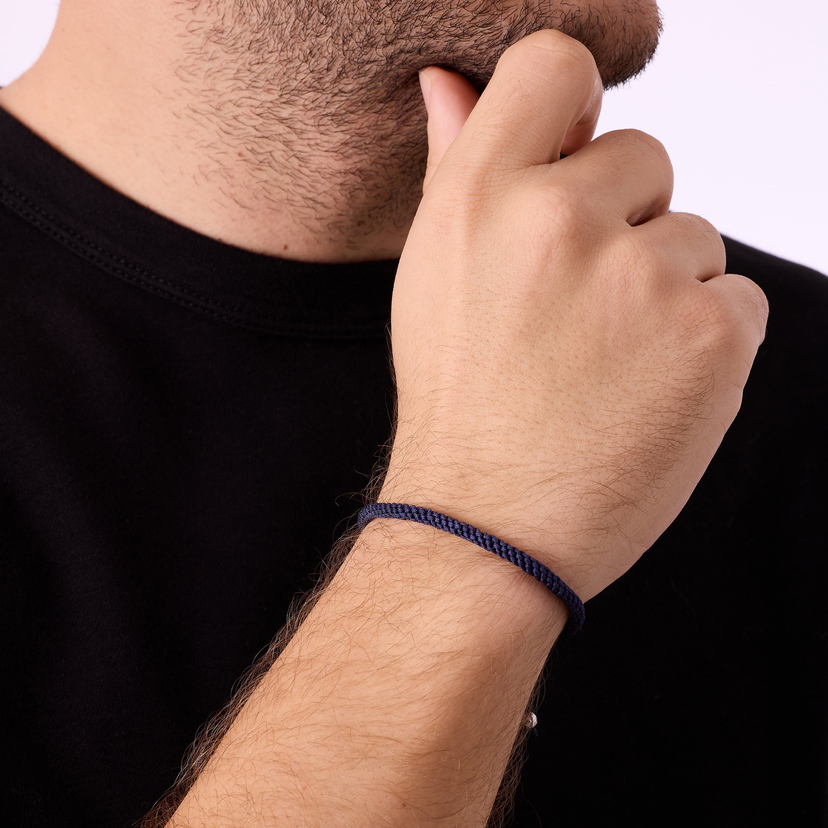 Navy Blue Knot Bracelet in Silver