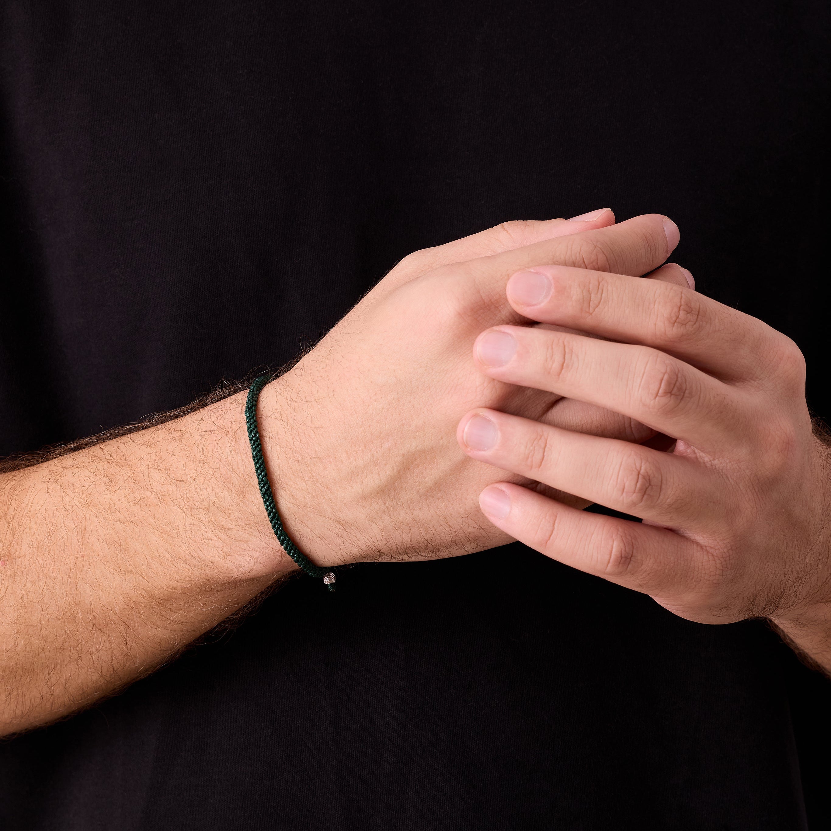 Green Knot Bracelet in Silver