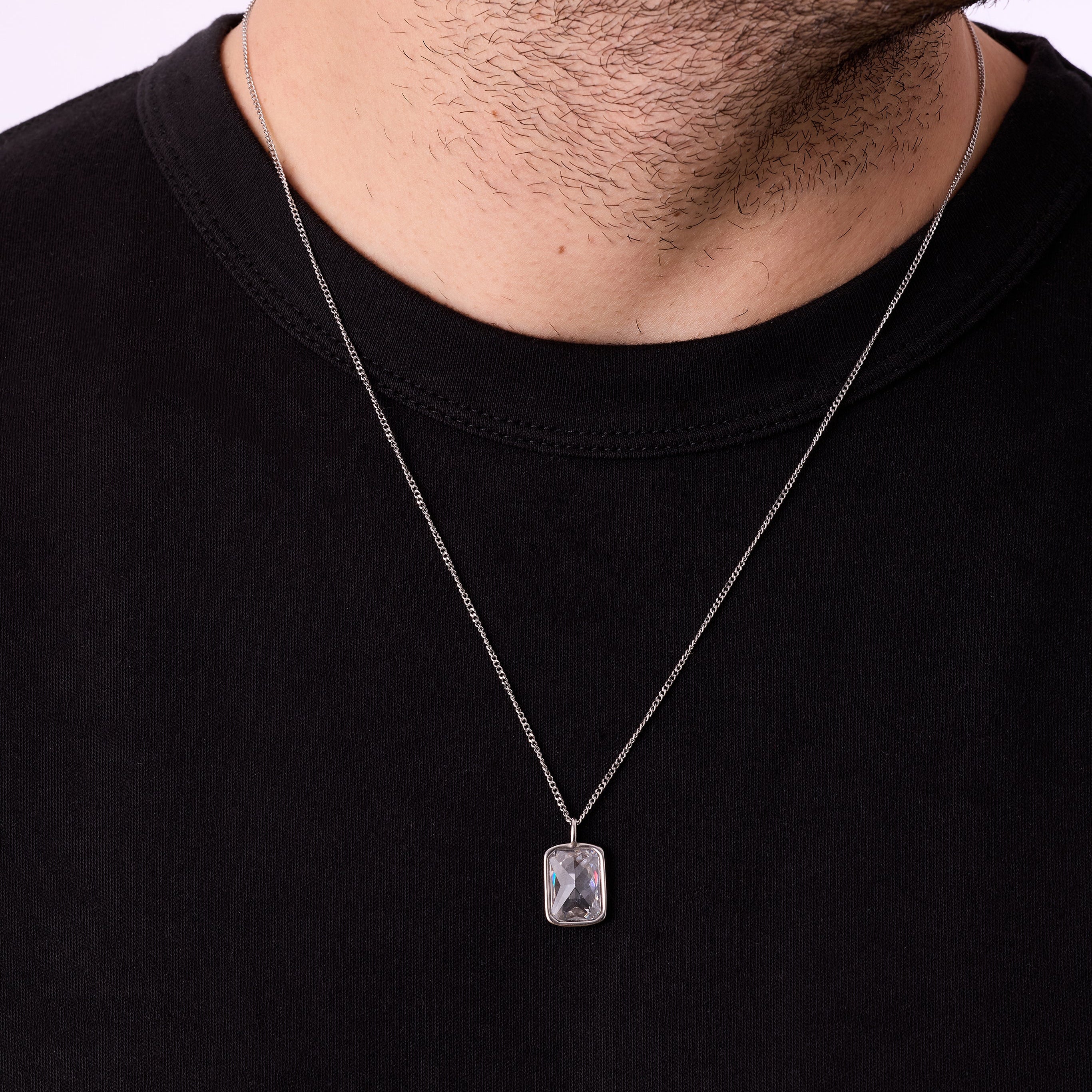 White Stone Necklace in Silver