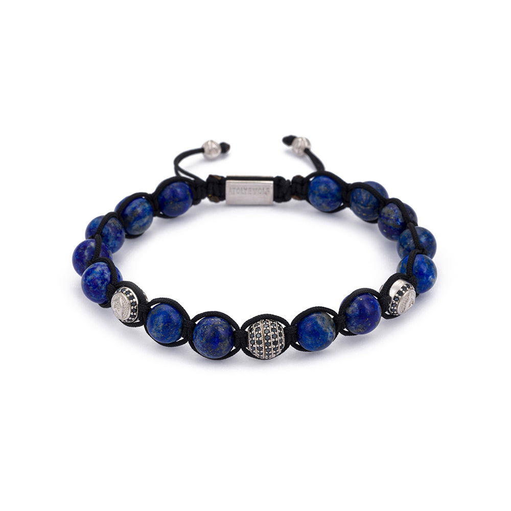 Lapis Shamballa Bracelet in Silver