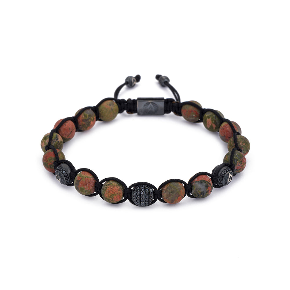 Matt Green Jasper Shamballa Bracelet in Oxide