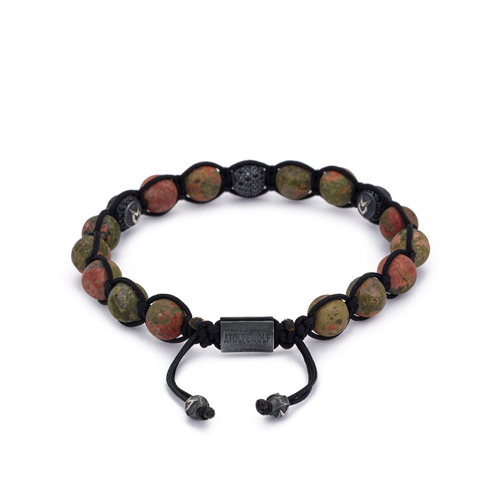 Matt Green Jasper Shamballa Bracelet in Oxide