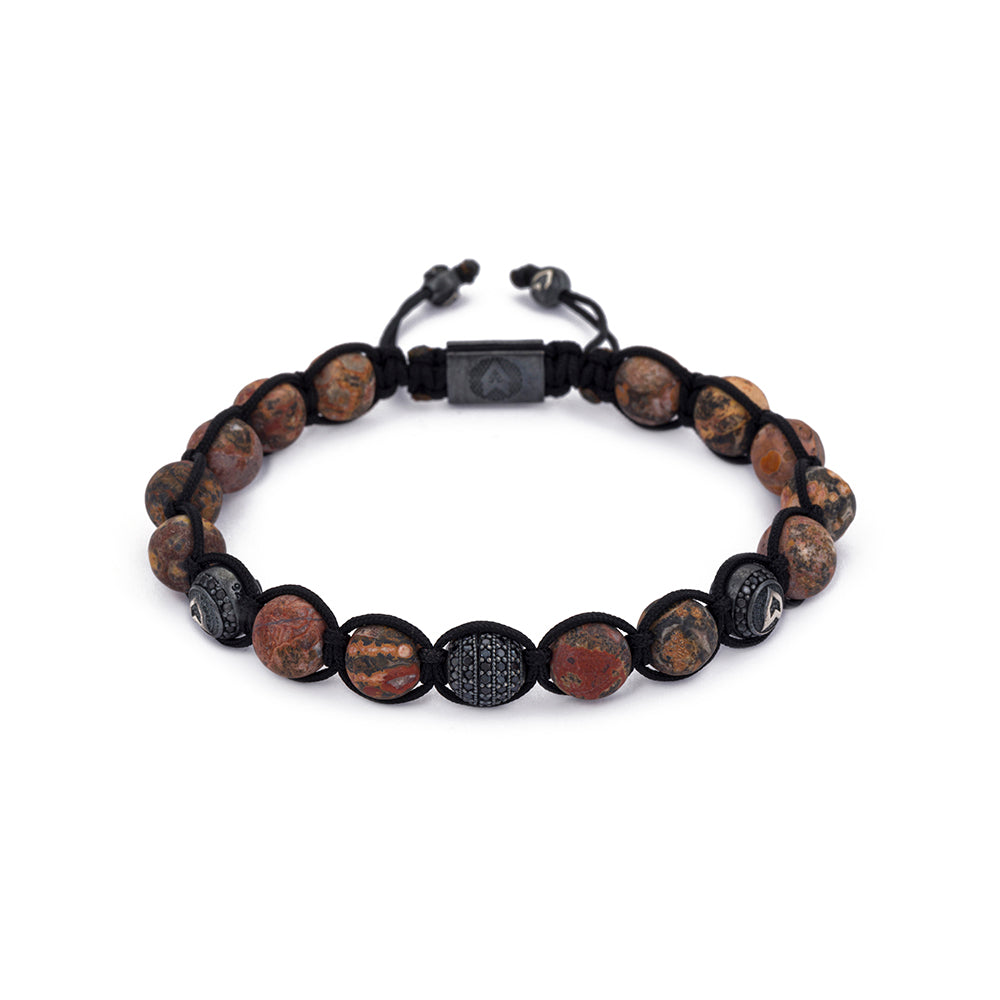 Matt Red Jasper Shambala Bracelet in Oxide