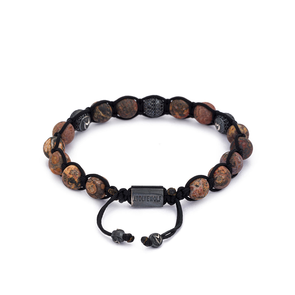 Matt Red Jasper Shambala Bracelet in Oxide