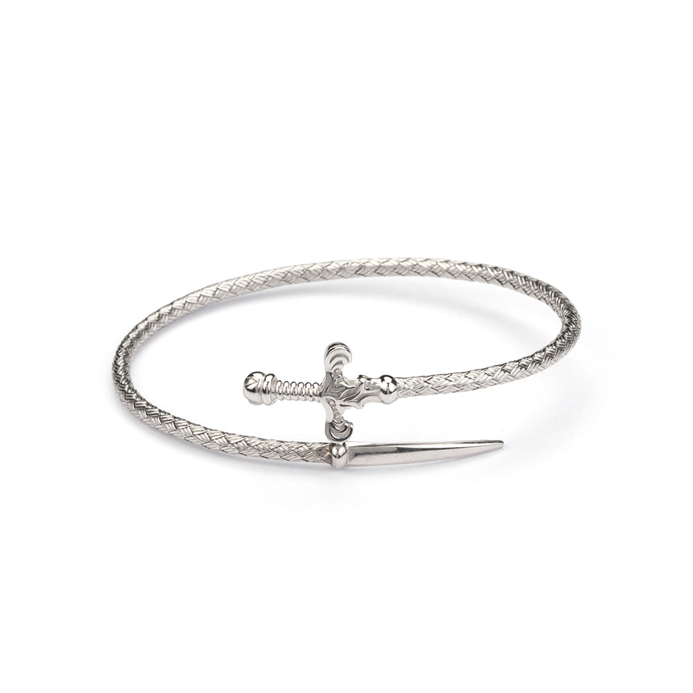 Sword Braided Bangle in Silver