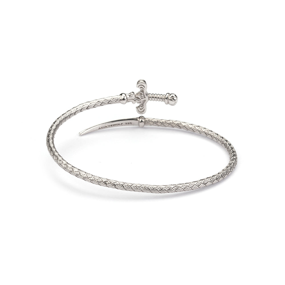 Sword Braided Bangle in Silver