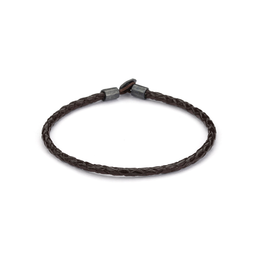 Brown Leather Chance Bracelet in Oxide