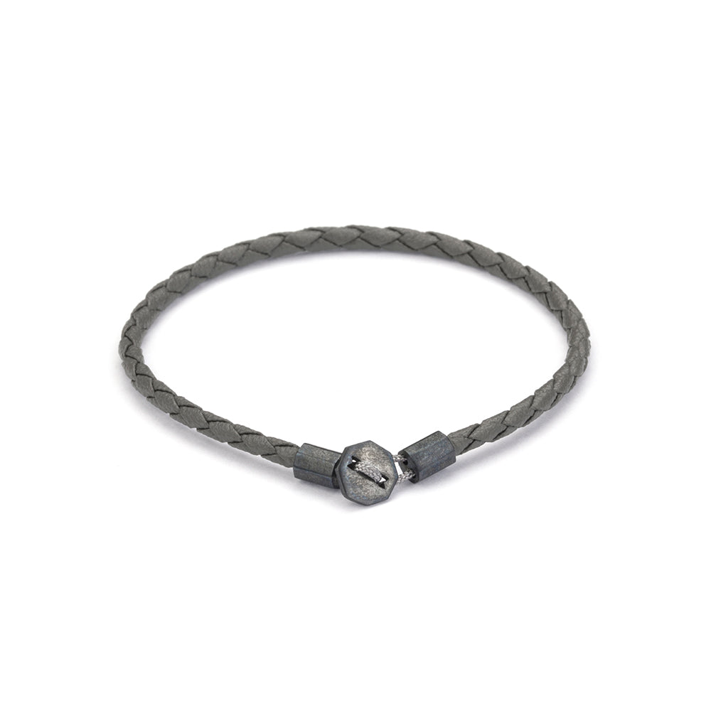 Grey Leather Chance Bracelet in Oxide
