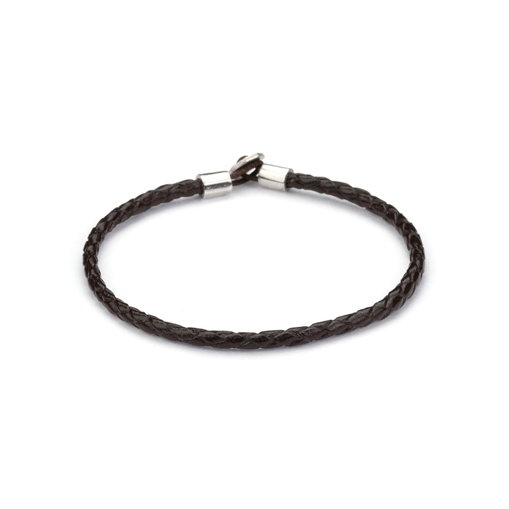 Brown Leather Chance Bracelet in Silver