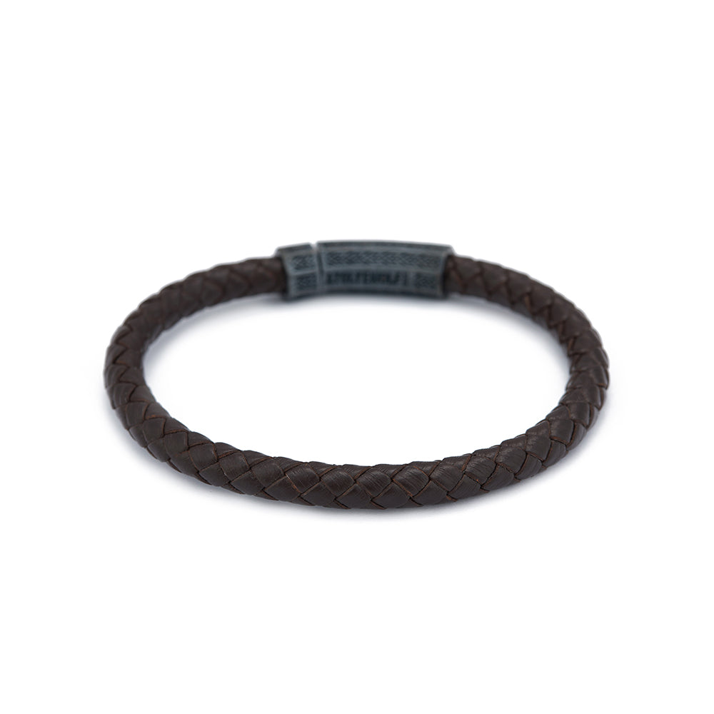 Brown Thick Leather Bracelet in Oxide