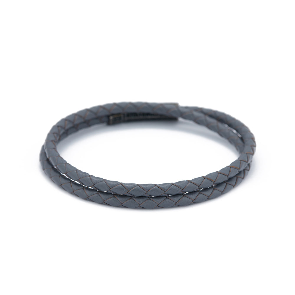 Grey Double Leather Bracelet in Oxide