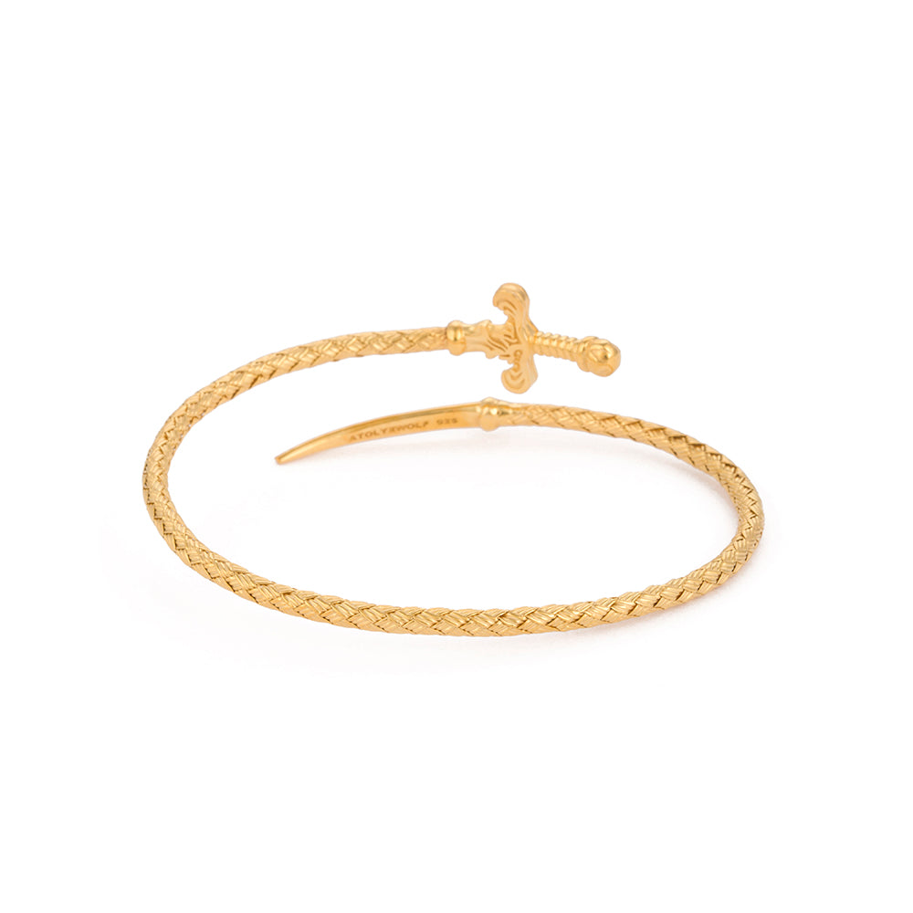 Sword Braided Bangle in Yellow Gold