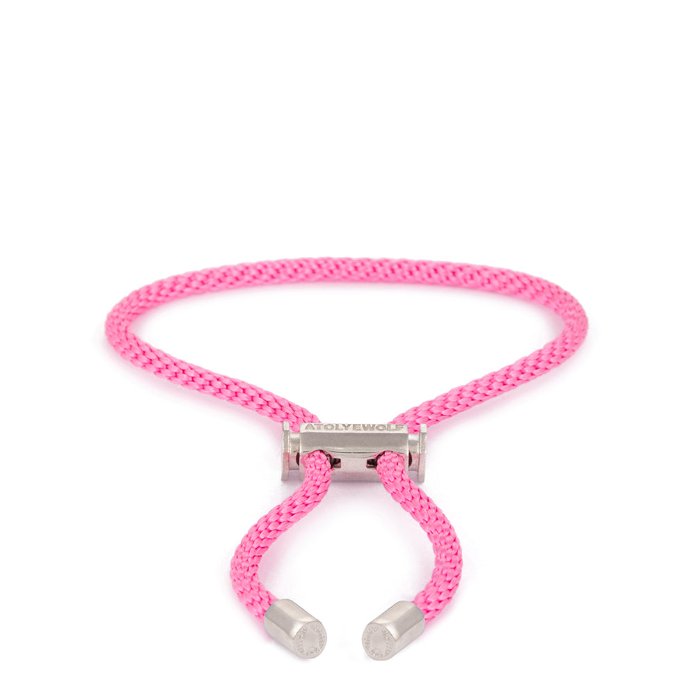 Pink Lace Bracelet in Silver