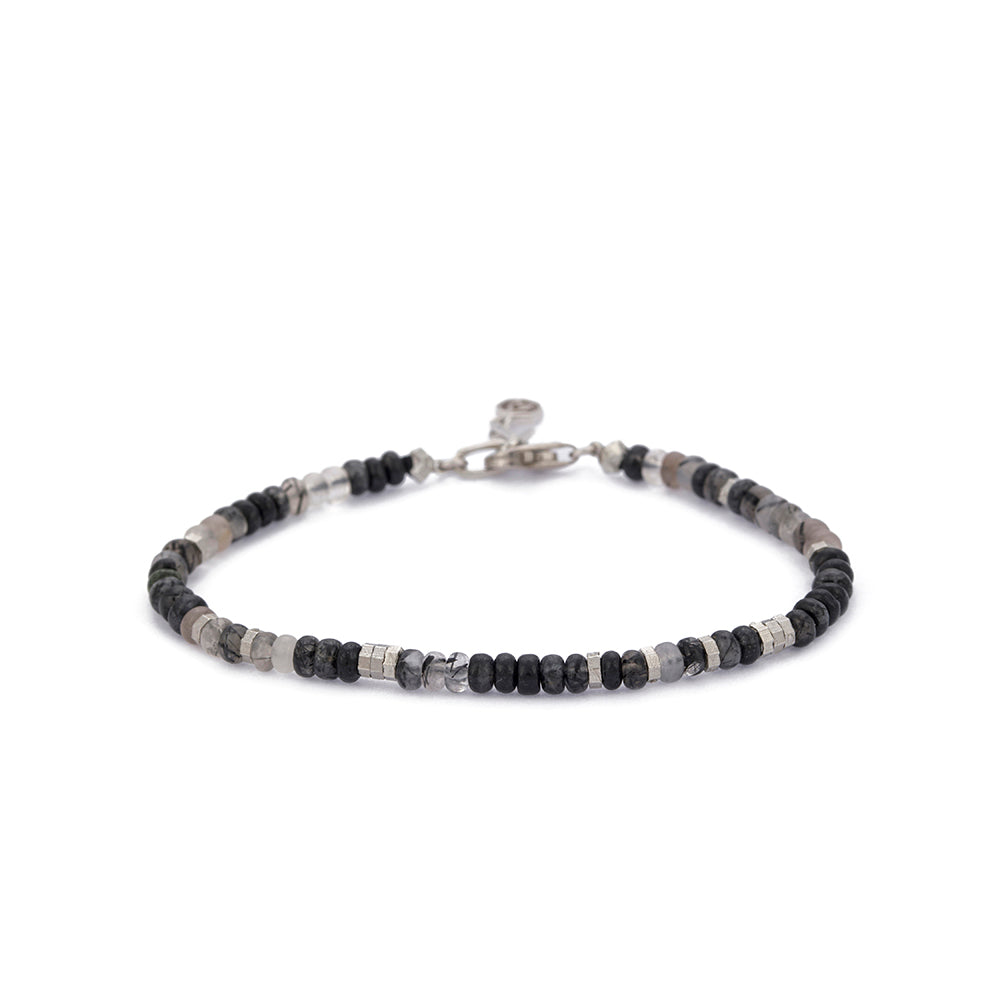 Roundel Grey Quartz Bracelet in Silver