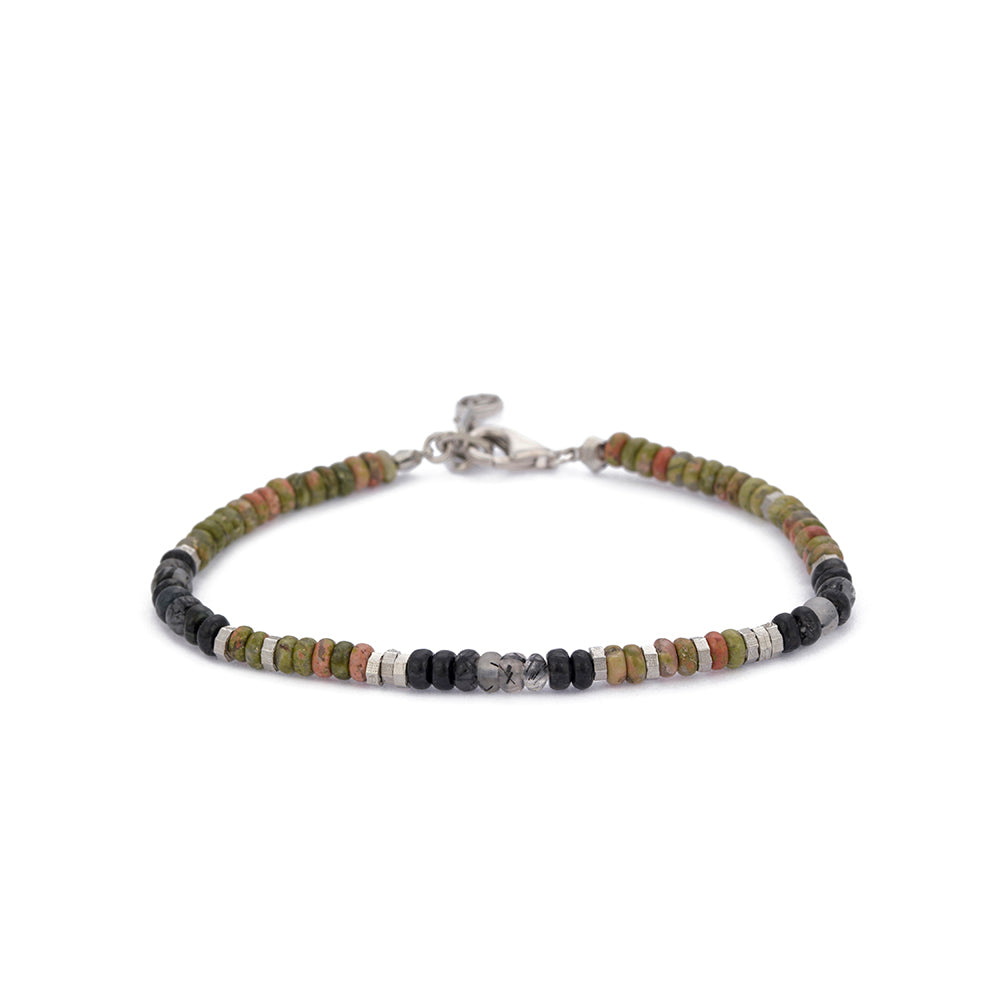 Roundel Green Jasper Bracelet in Silver