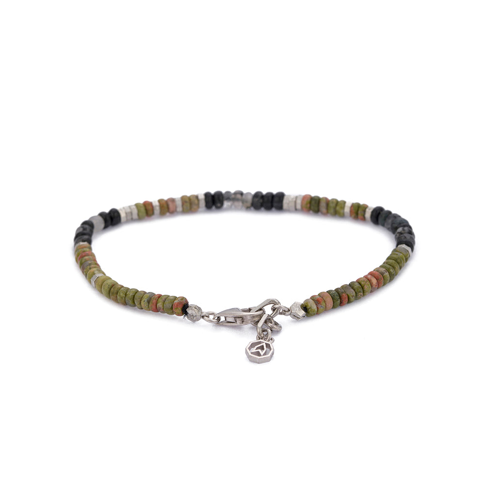 Roundel Green Jasper Bracelet in Silver