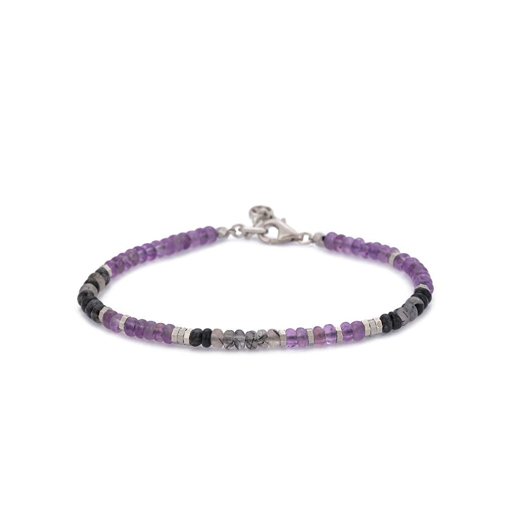 Roundel Amethyst Bracelet in Silver