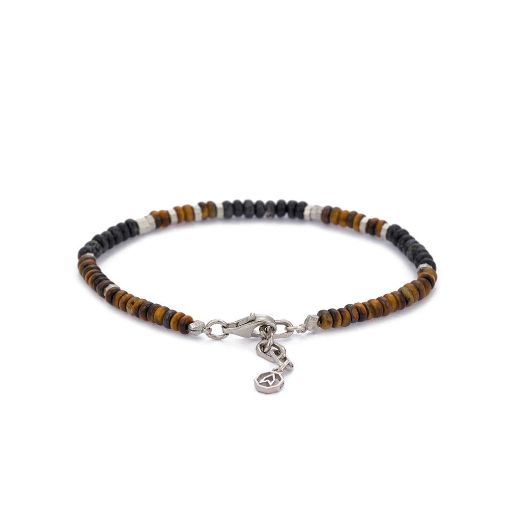 Roundel Tiger Eye Bracelet in Silver