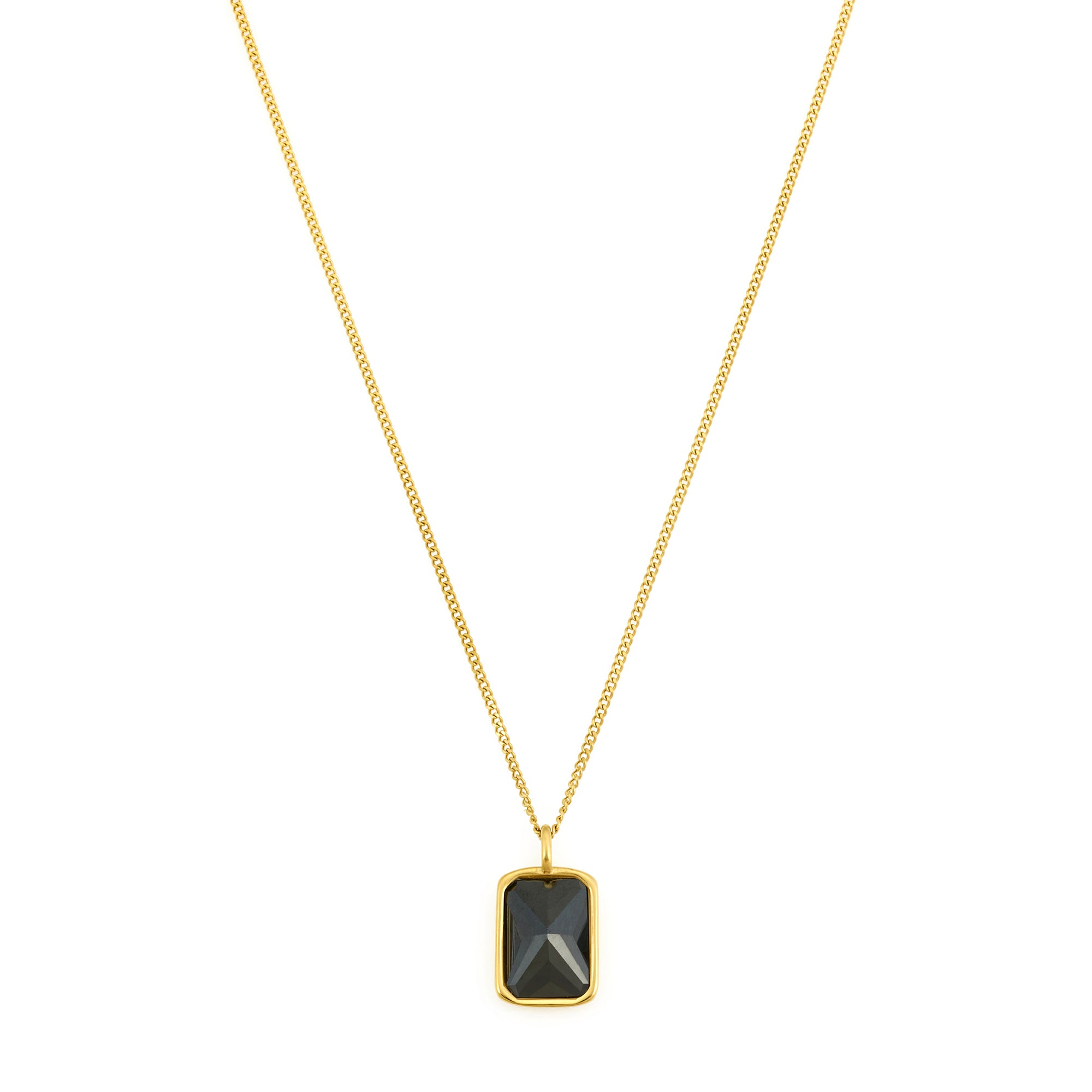 Black Stone Necklace in Gold