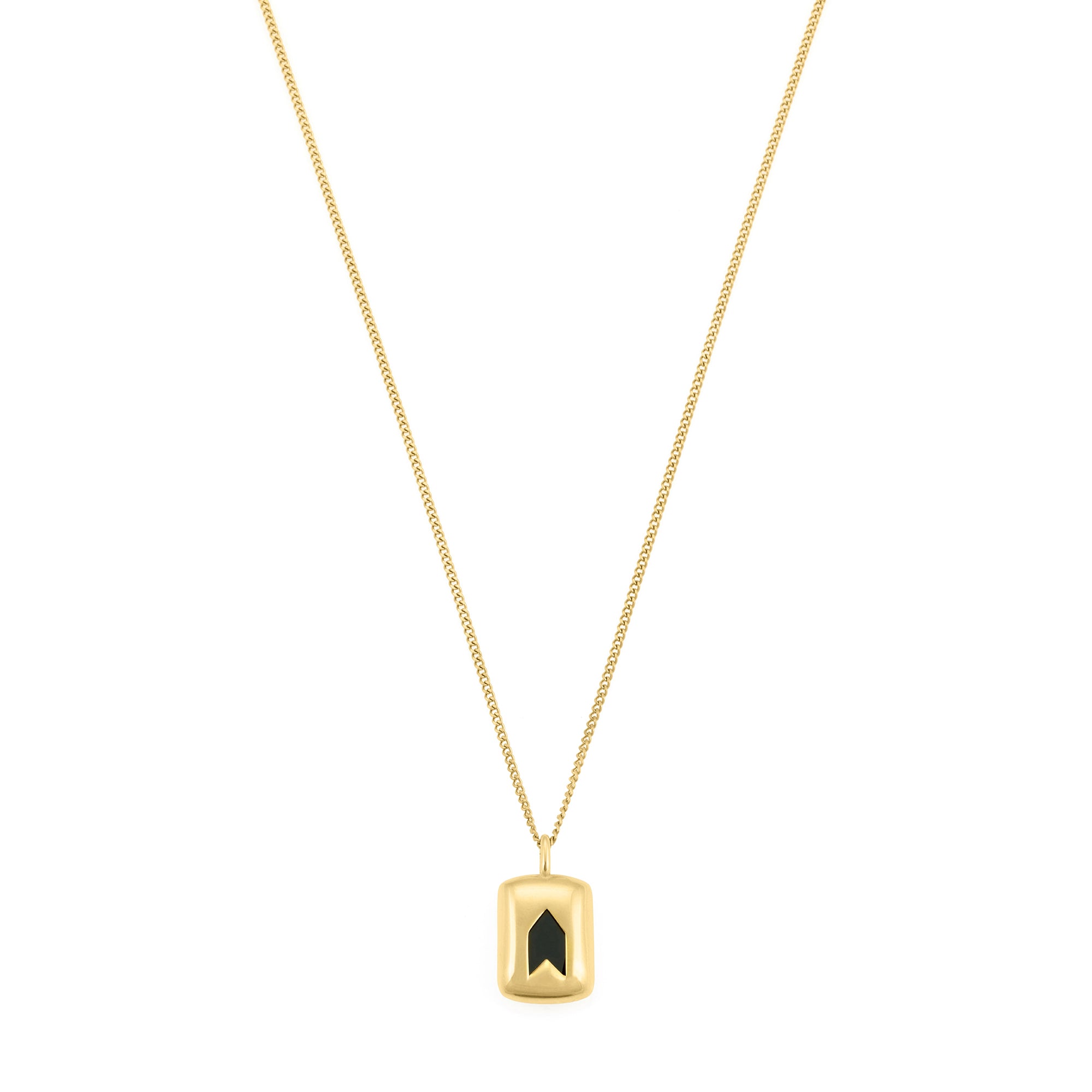 Black Stone Necklace in Gold