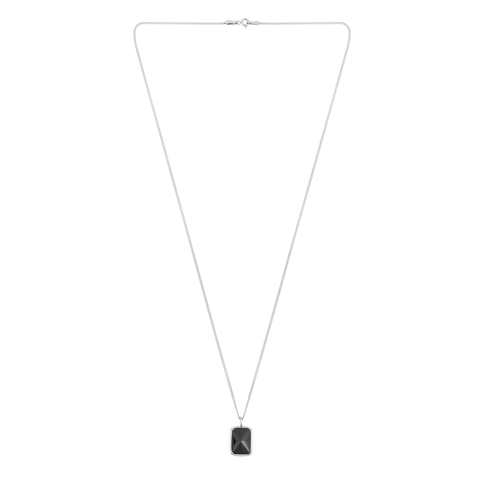 Black Stone Necklace in Silver