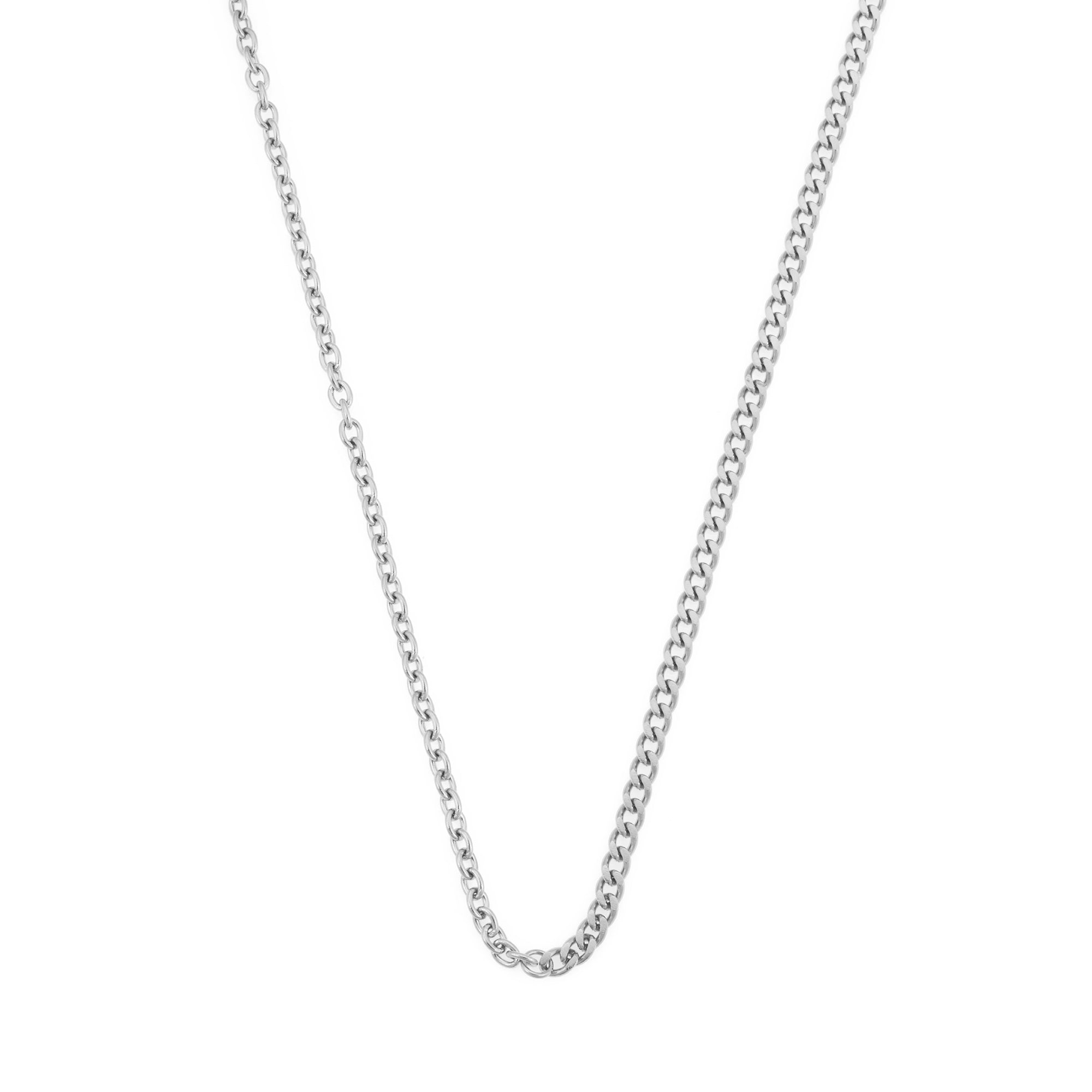 Cable Curb Necklace in Silver