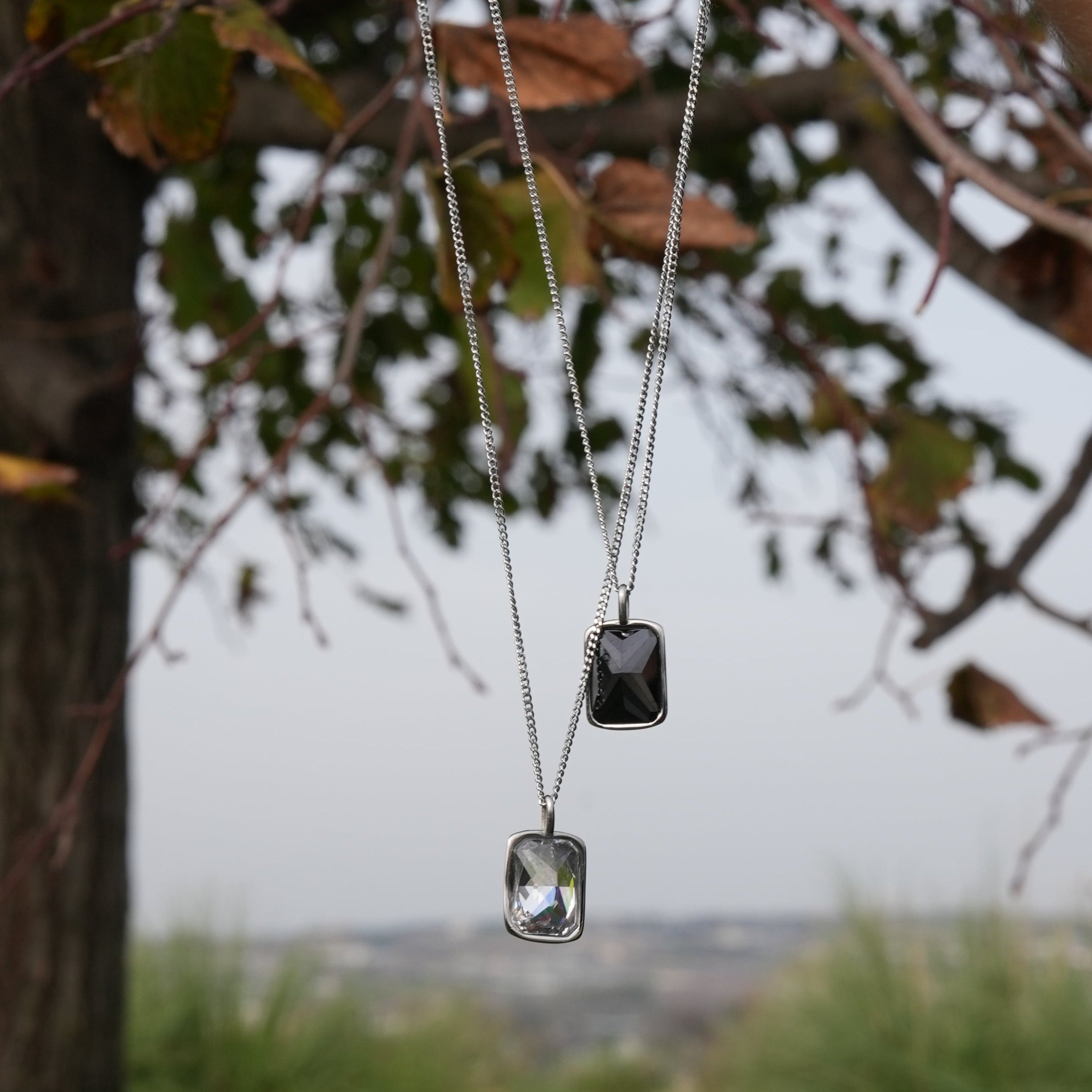 White Stone Necklace in Silver